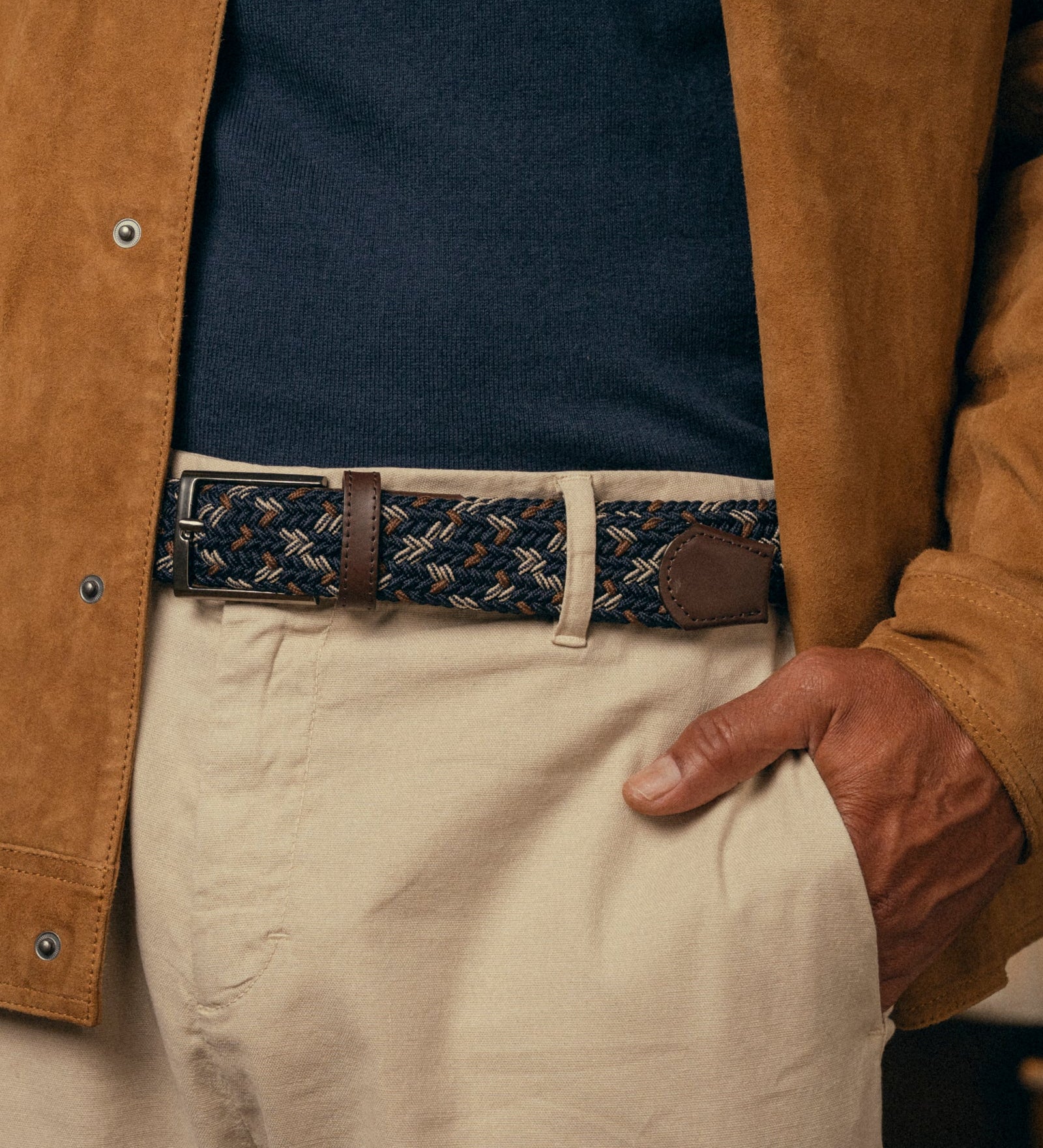 Cinturon trenzado para hombre azul cafe y baige para hombre ideal para regalo, la oficina o el fin de semana.