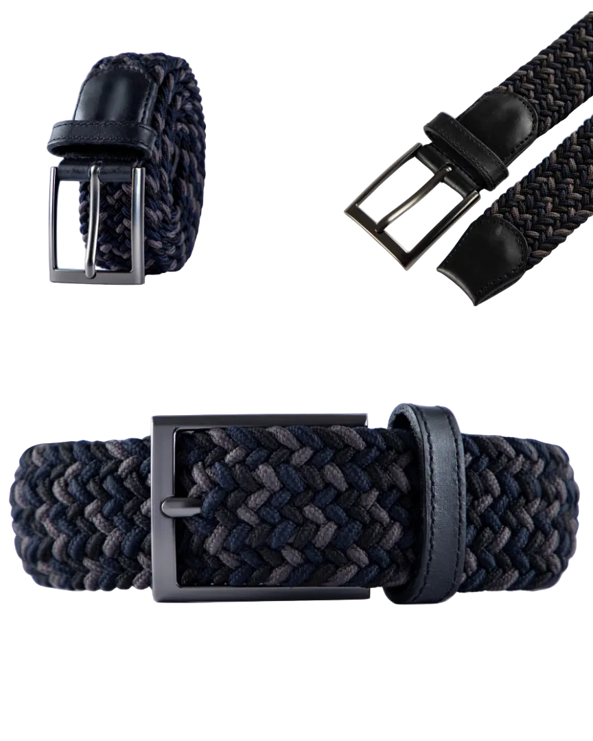Cintuon trenzado doble faz para hombre negro, azul y cafe ideal para regalo, la oficina o un dia casual