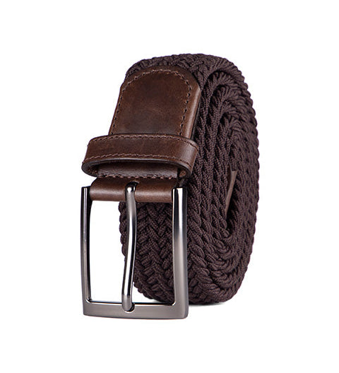 Cinturon trenzado cafe para hombre ideal para regalo, a oficina o un dia casual