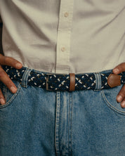 Cinturon trenzado para hombre negro, azul, blanco y verde ideal para regalo, la oficina o una salida casual