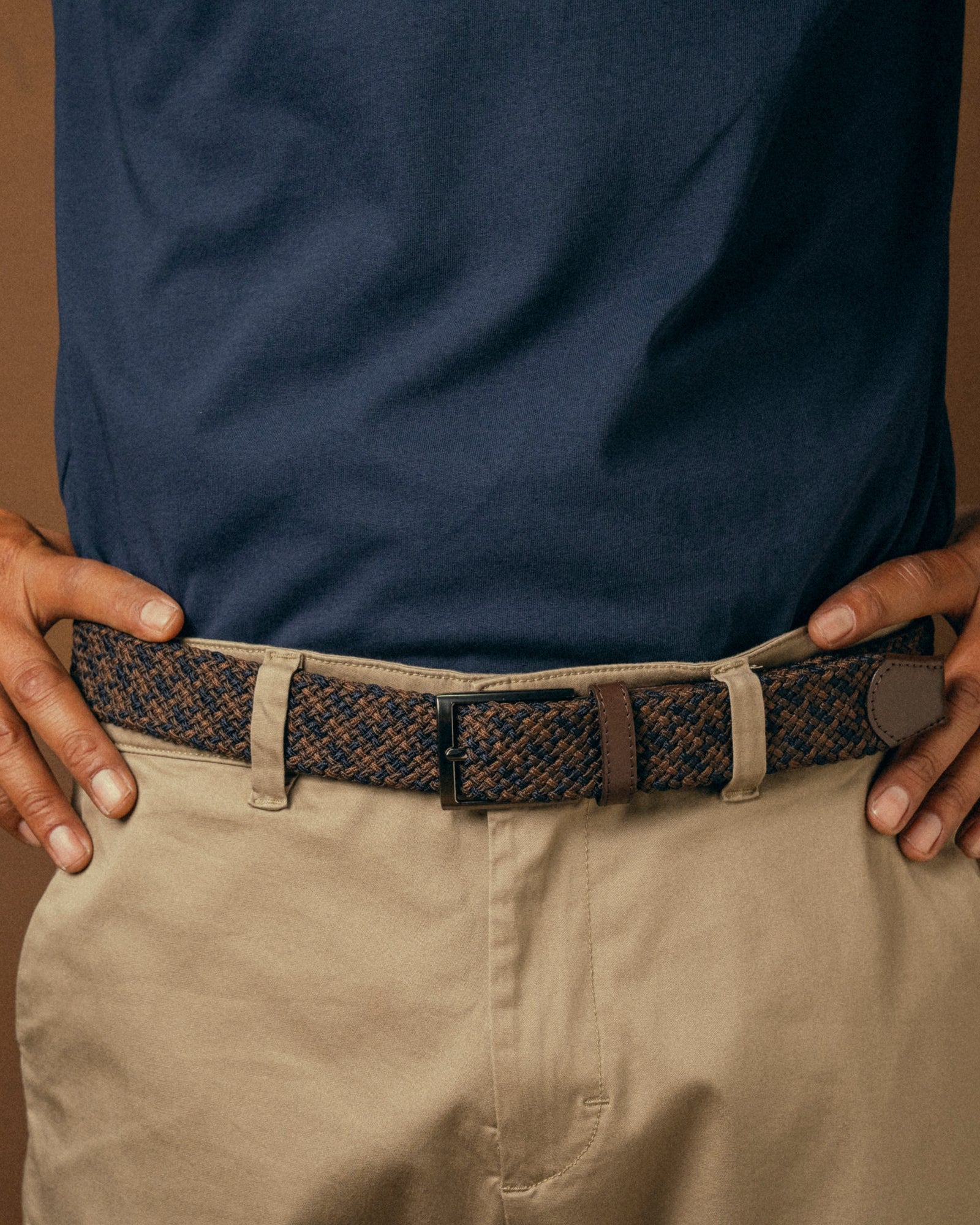Cinturon trenzado para hombre negro y cafe ideal para regalo, la oficina o una salida casual