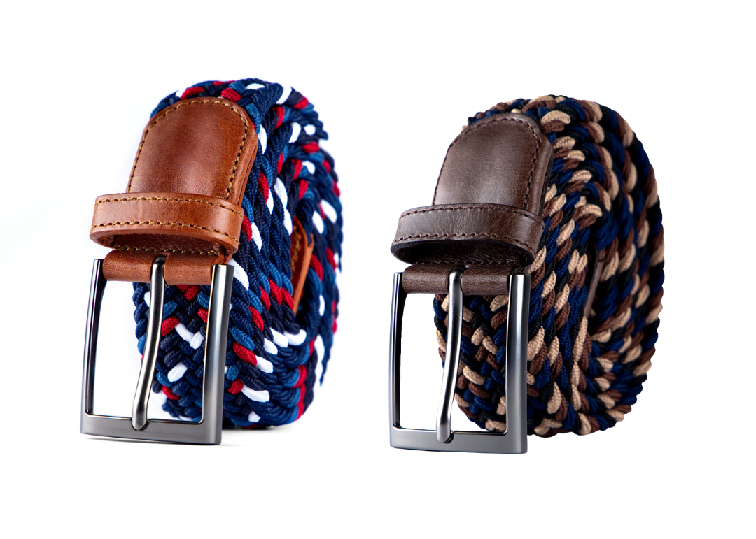 2 pack de Cinturon trenzado para hombre ideal para regalo, la oficina o un dia casual