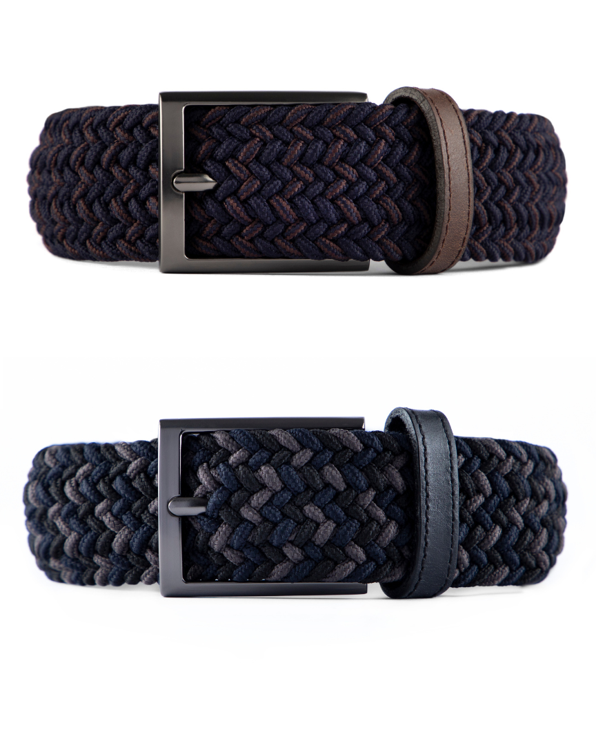 Cintuon trenzado doble faz para hombre negro, azul y cafe ideal para regalo, la oficina o un dia casual