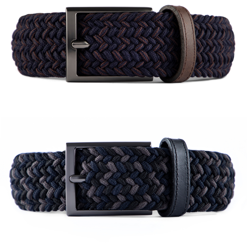 Cintuon trenzado doble faz para hombre negro, azul y cafe ideal para regalo, la oficina o un dia casual