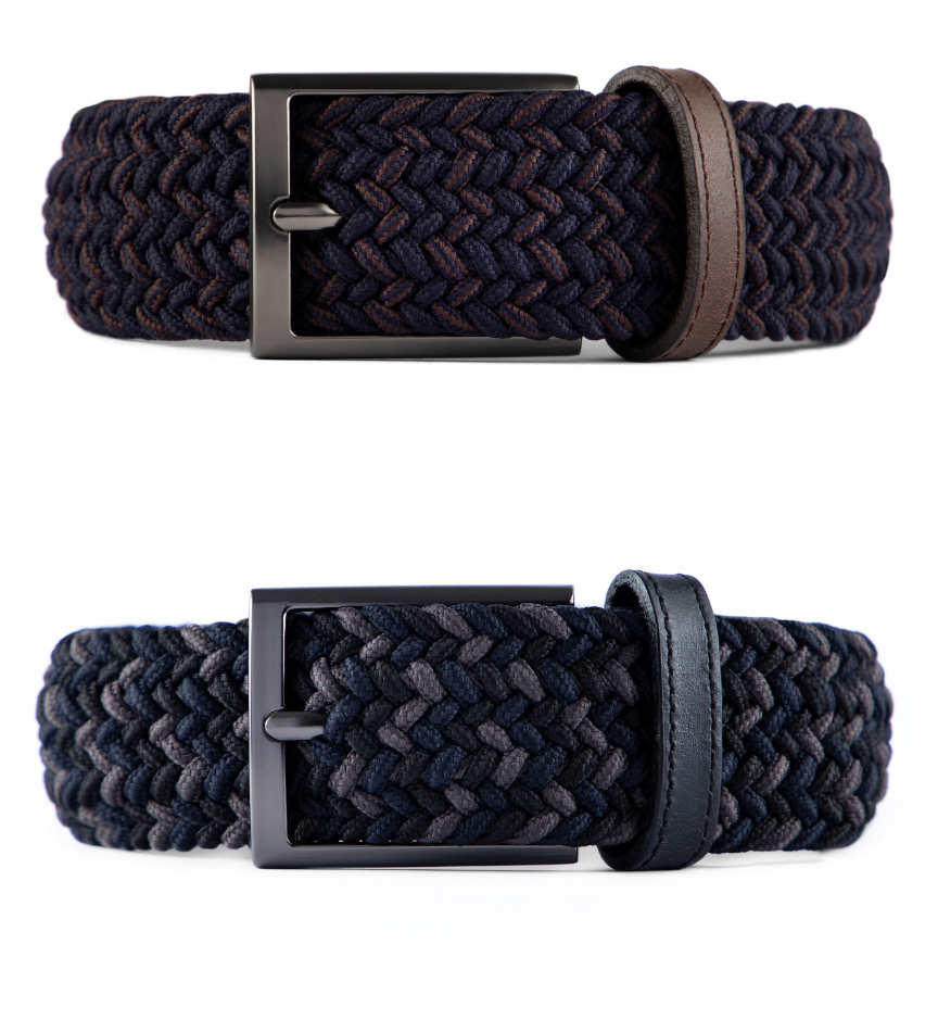 Cintuon trenzado doble faz para hombre negro, azul y cafe ideal para regalo, la oficina o un dia casual