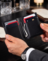 Billetera Compact con Clip (Carbono-Negra-Roja) — Con Grabado de Iniciales