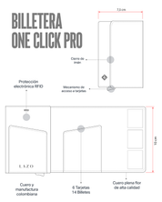 Billetera One Click Pro Negra- Con Grabado de Iniciale