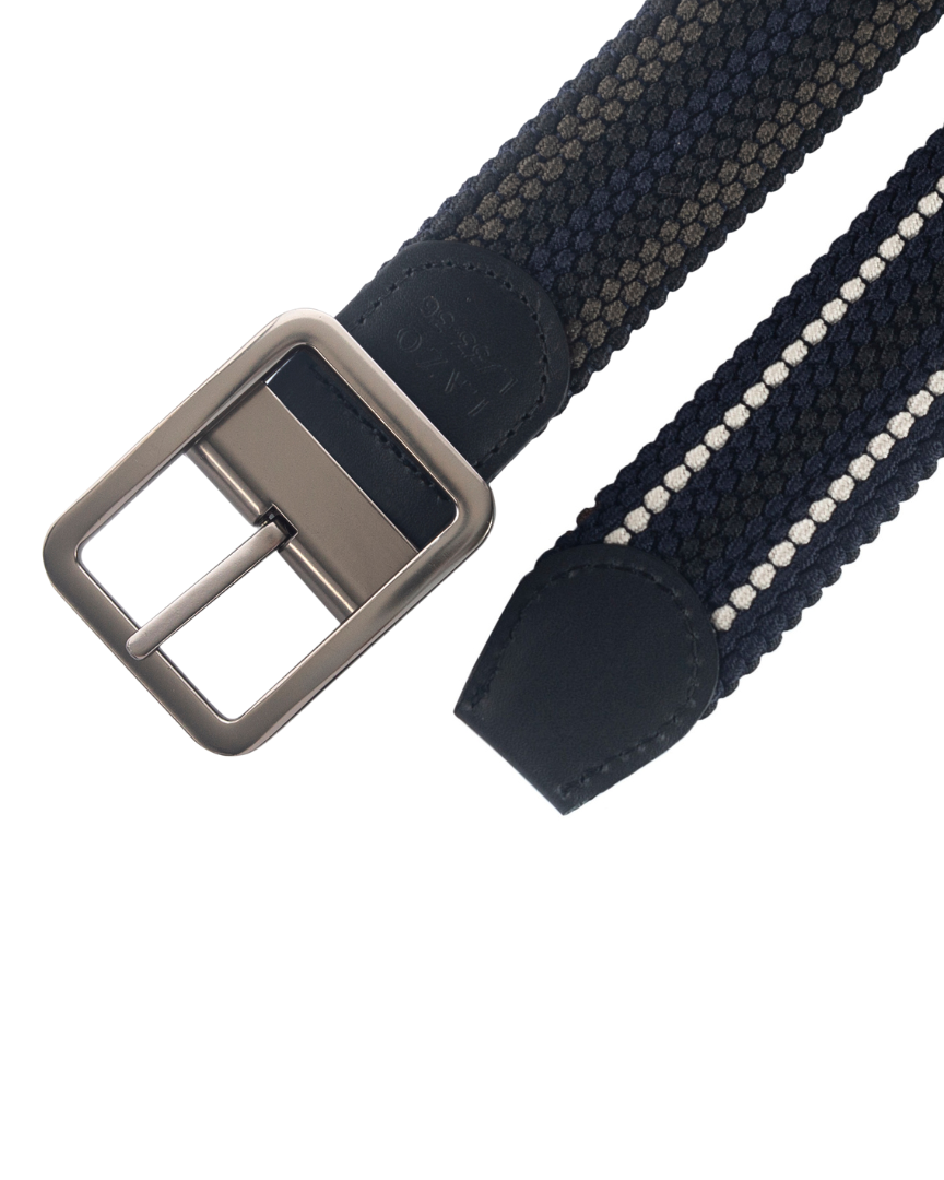 Cinturon trenzado doblefaz azul, beige y verde para hombre ideal para regalo, la oficina o un dia casual