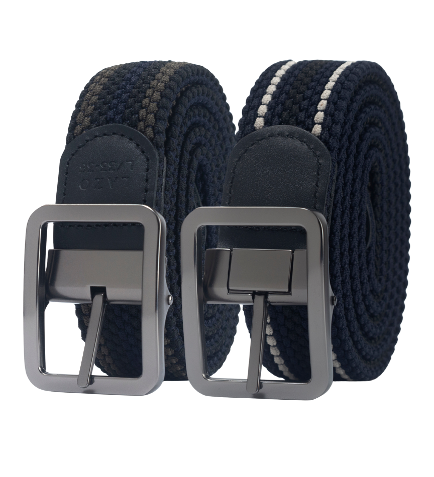 Cinturon trenzado doblefaz azul, beige y verde para hombre ideal para regalo, la oficina o un dia casual