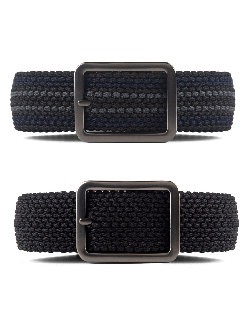 Cinturon trenzado negro doblefaz para hombre ideal para regalo, la oficina o un dia casual
