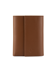 Billetera imán de cuero (café-azul)) — con grabado de iniciales