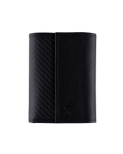 Billetera imán de cuero (negra - carbono) — con grabado de iniciales