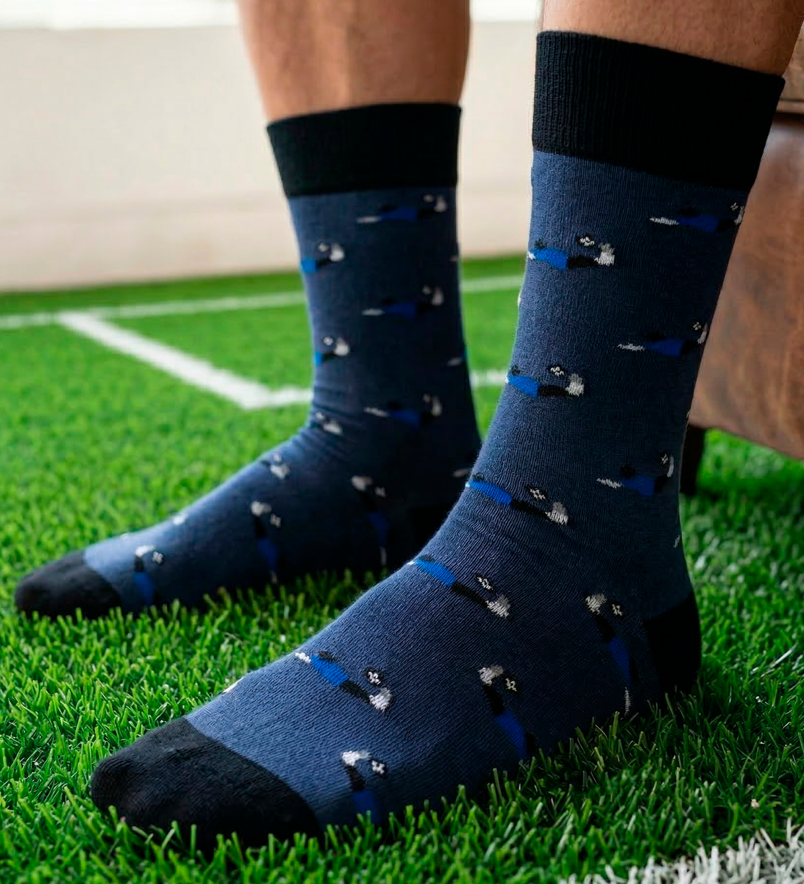 Medias azules futbol para hombre 