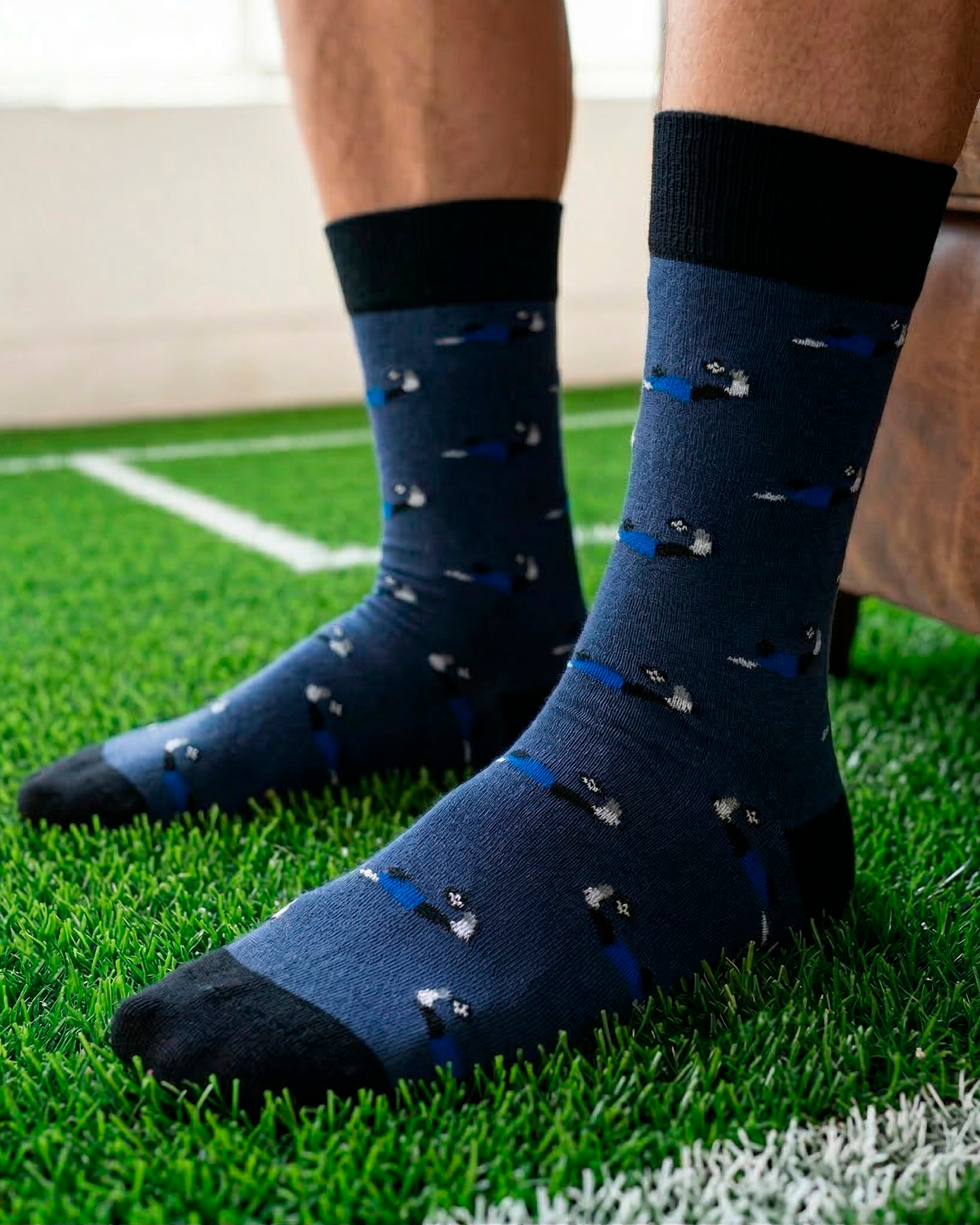 Medias azules futbol para hombre 