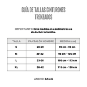 Guia de tallas de cinturon trenzado para hombres 