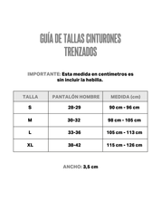 Guia de tallas los cinturones trenzados de lazo 