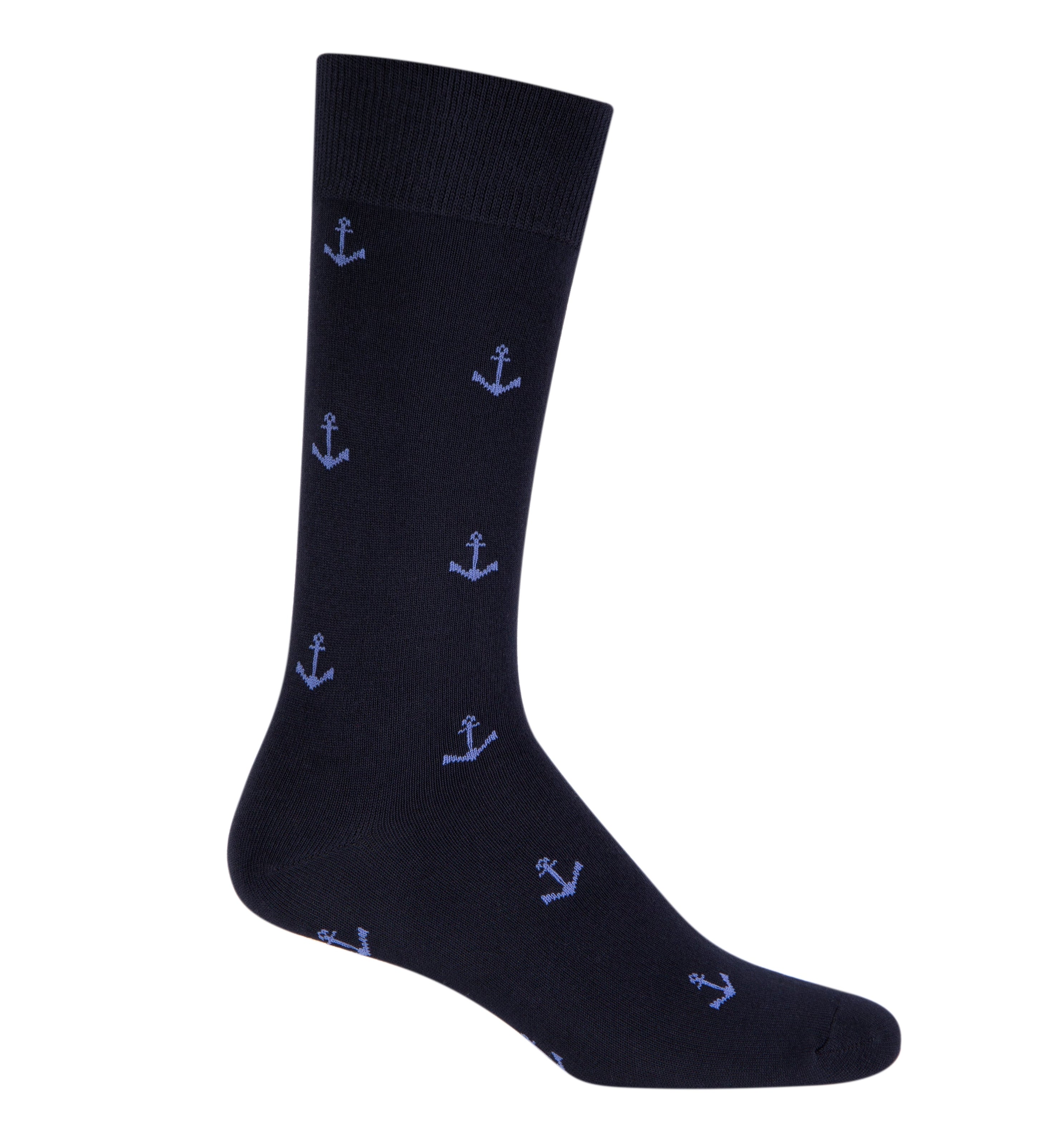 Medias negras con anclas azules para hombre 