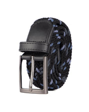 Cinturon trenzado negro y azul para hombre ideal para regalo, la oficina o un dia casual