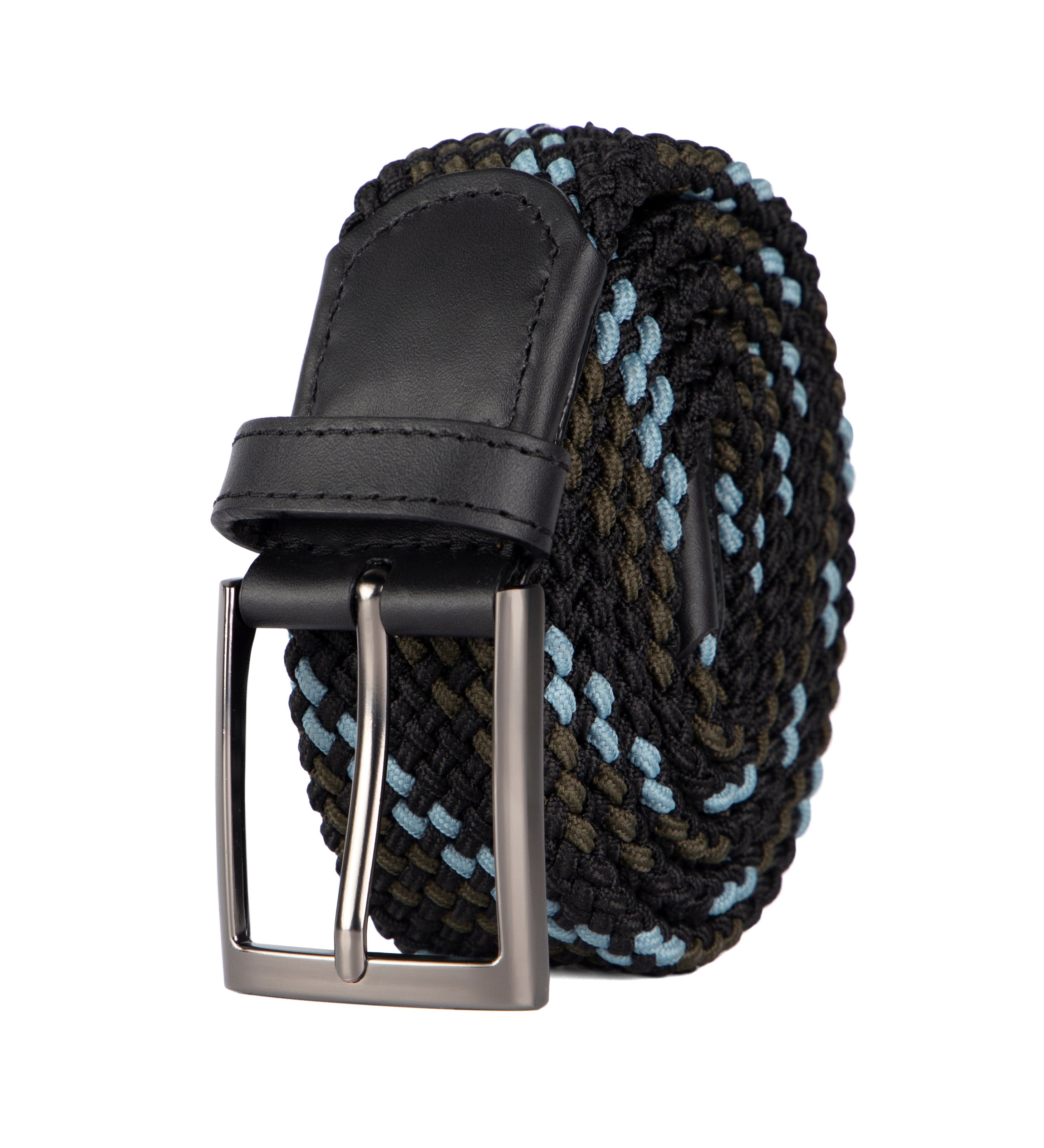 Cinturon trenzado verde, azul y cafe para hombre ideal para regalo, la oficina o un dia casual