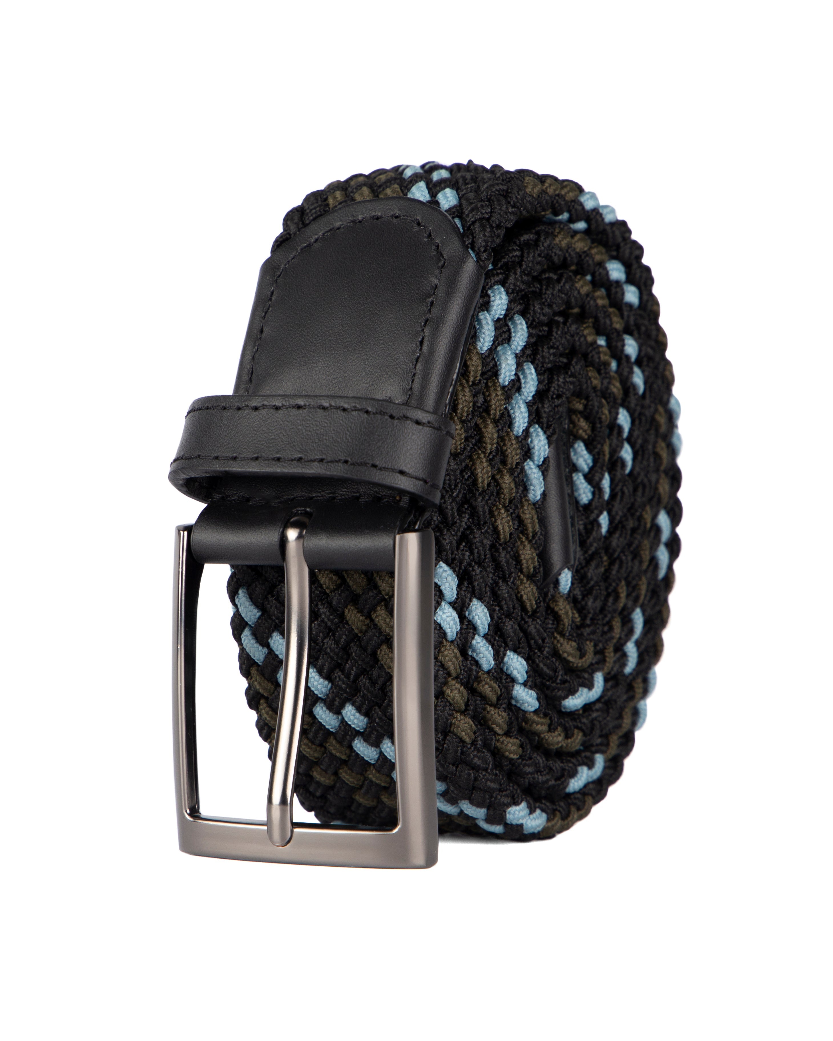 Cinturon trenzado verde, azul y cafe para hombre ideal para regalo, la oficina o un dia casual