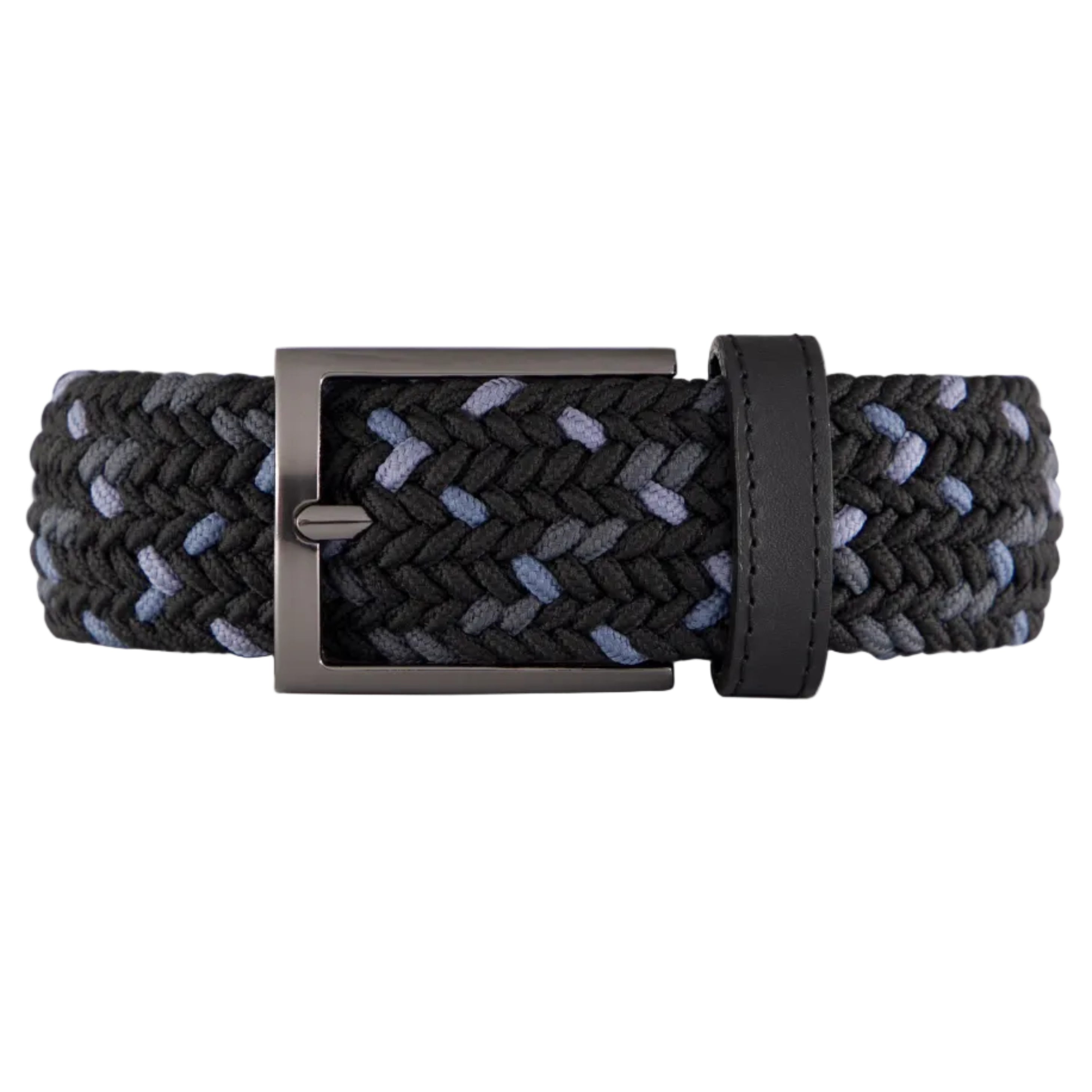 Cinturon trenzado negro y azul para hombre ideal para regalo, la oficina o un dia casual