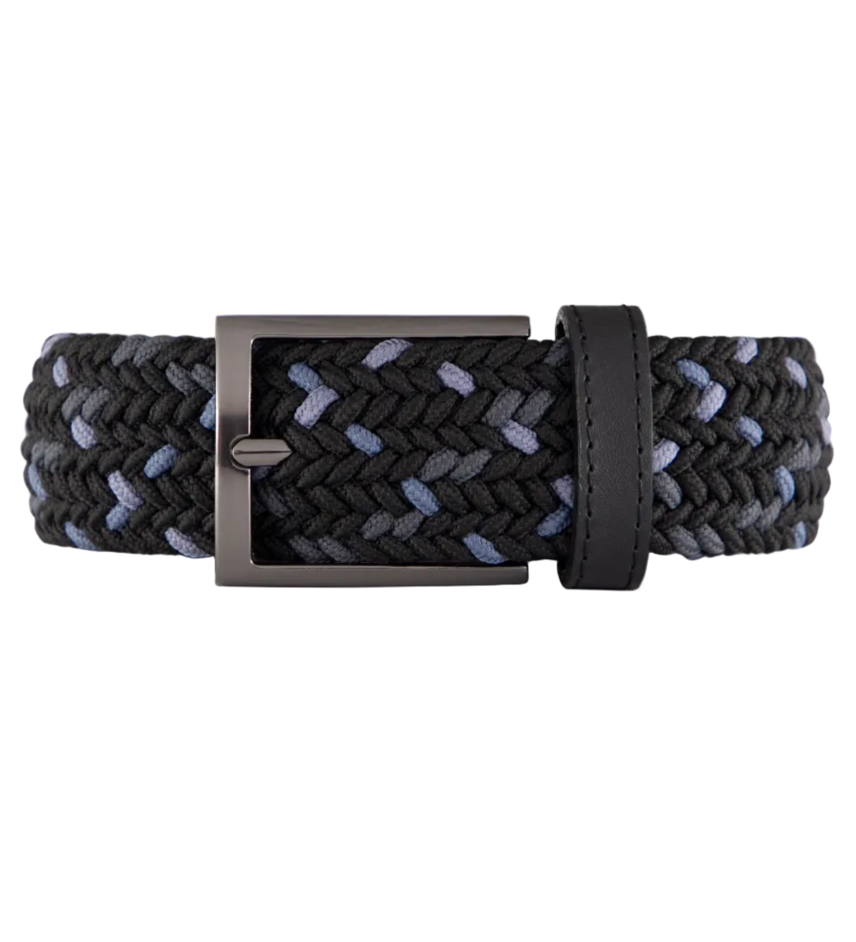 Cinturon trenzado negro y azul para hombre ideal para regalo, la oficina o un dia casual