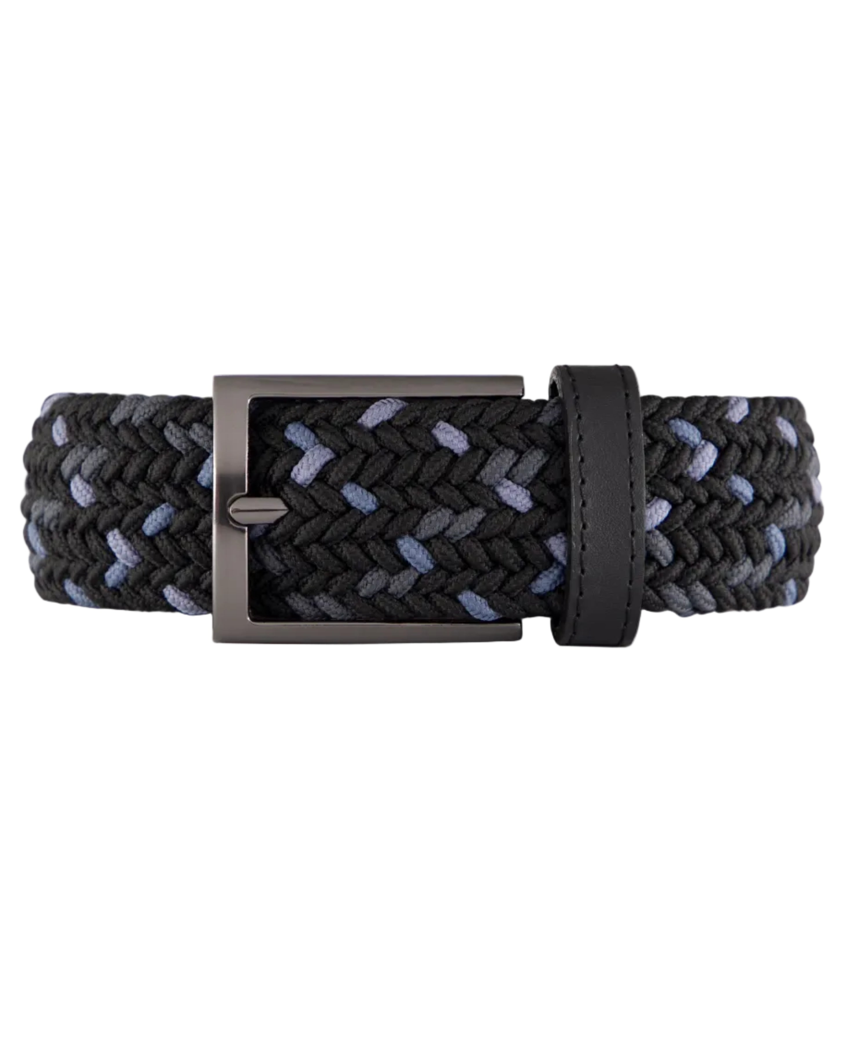Cinturon trenzado negro y azul para hombre ideal para regalo, la oficina o un dia casual
