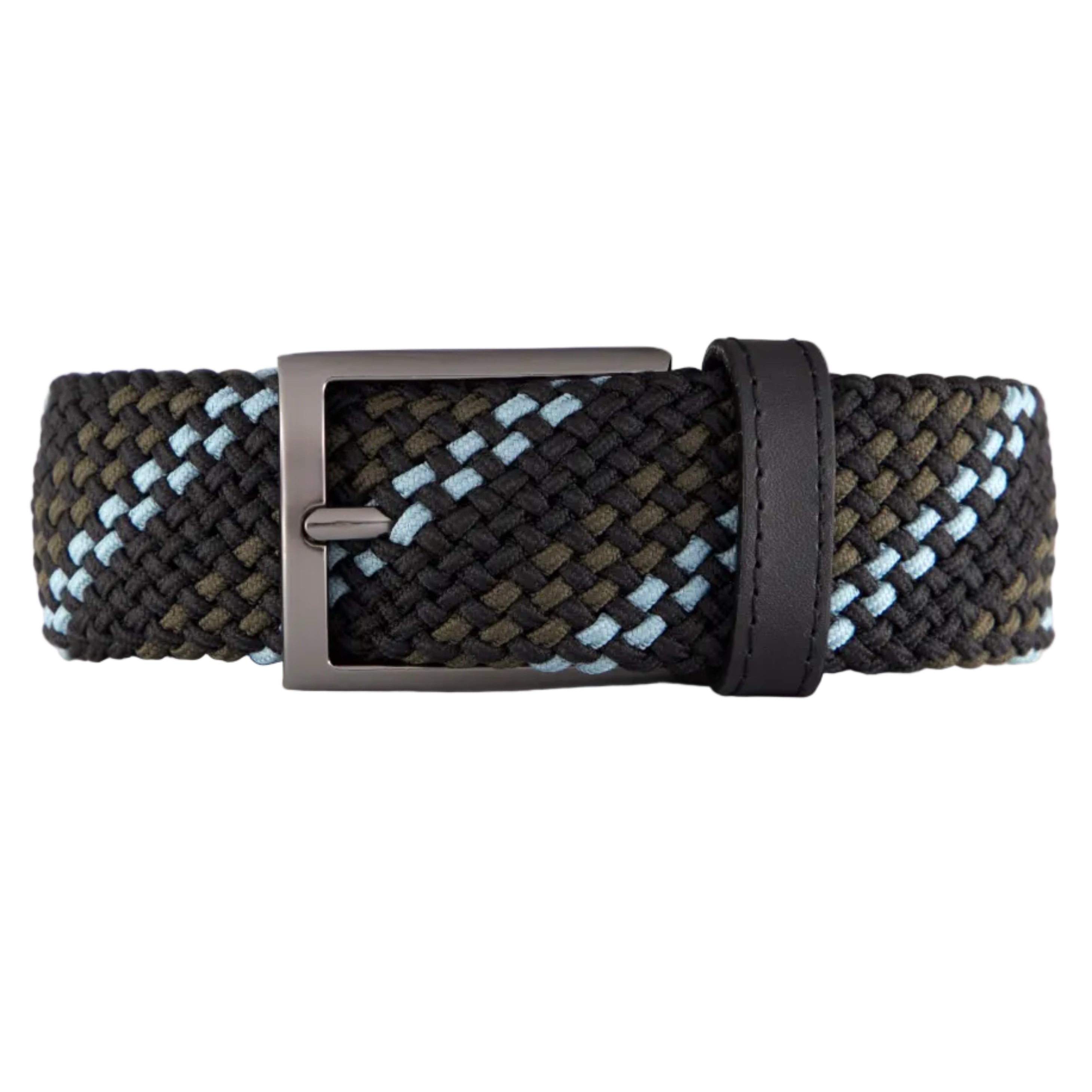 Cinturon trenzado verde, azul y cafe para hombre ideal para regalo, la oficina o un dia casual