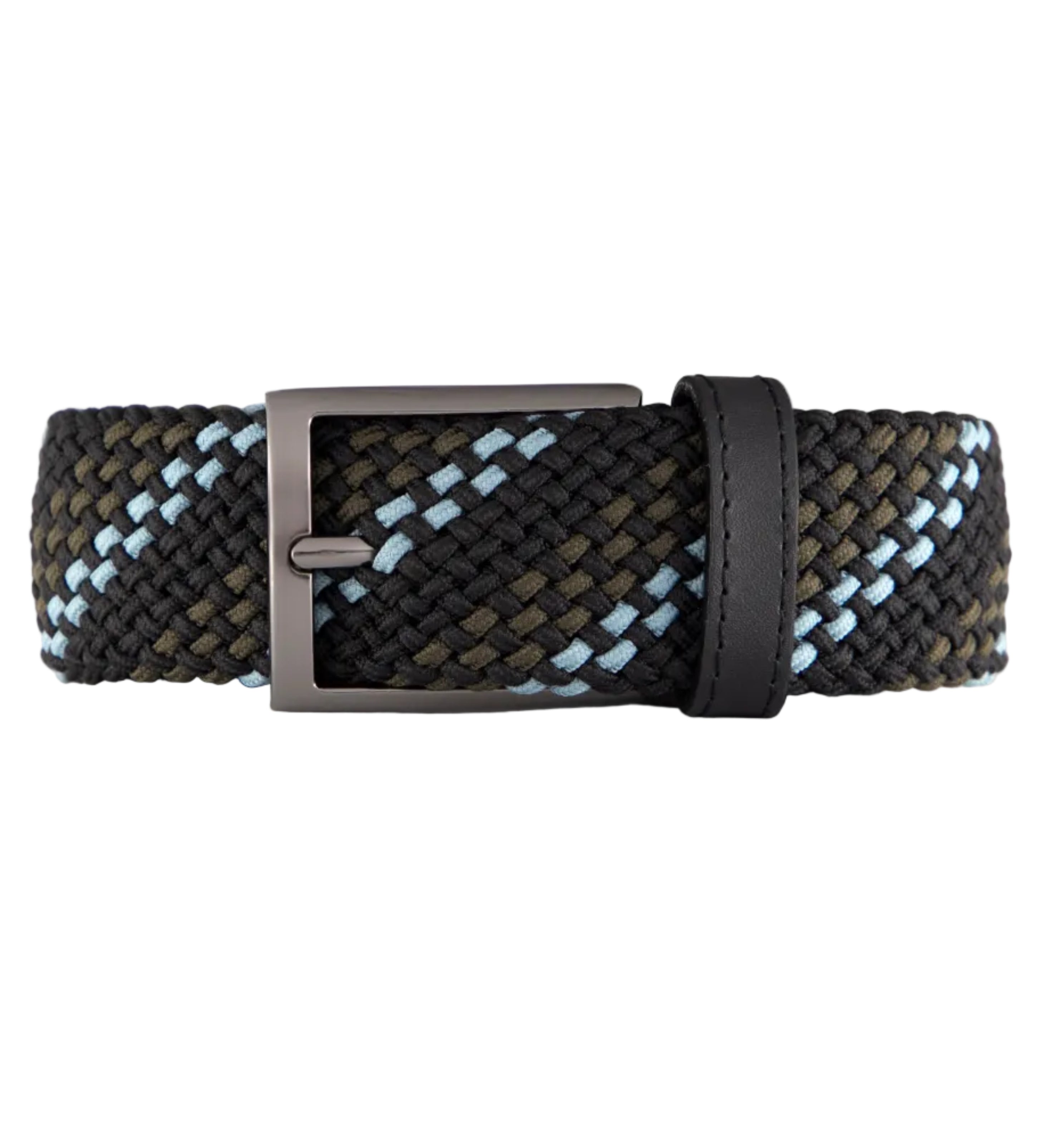 Cinturon trenzado verde, azul y cafe para hombre ideal para regalo, la oficina o un dia casual