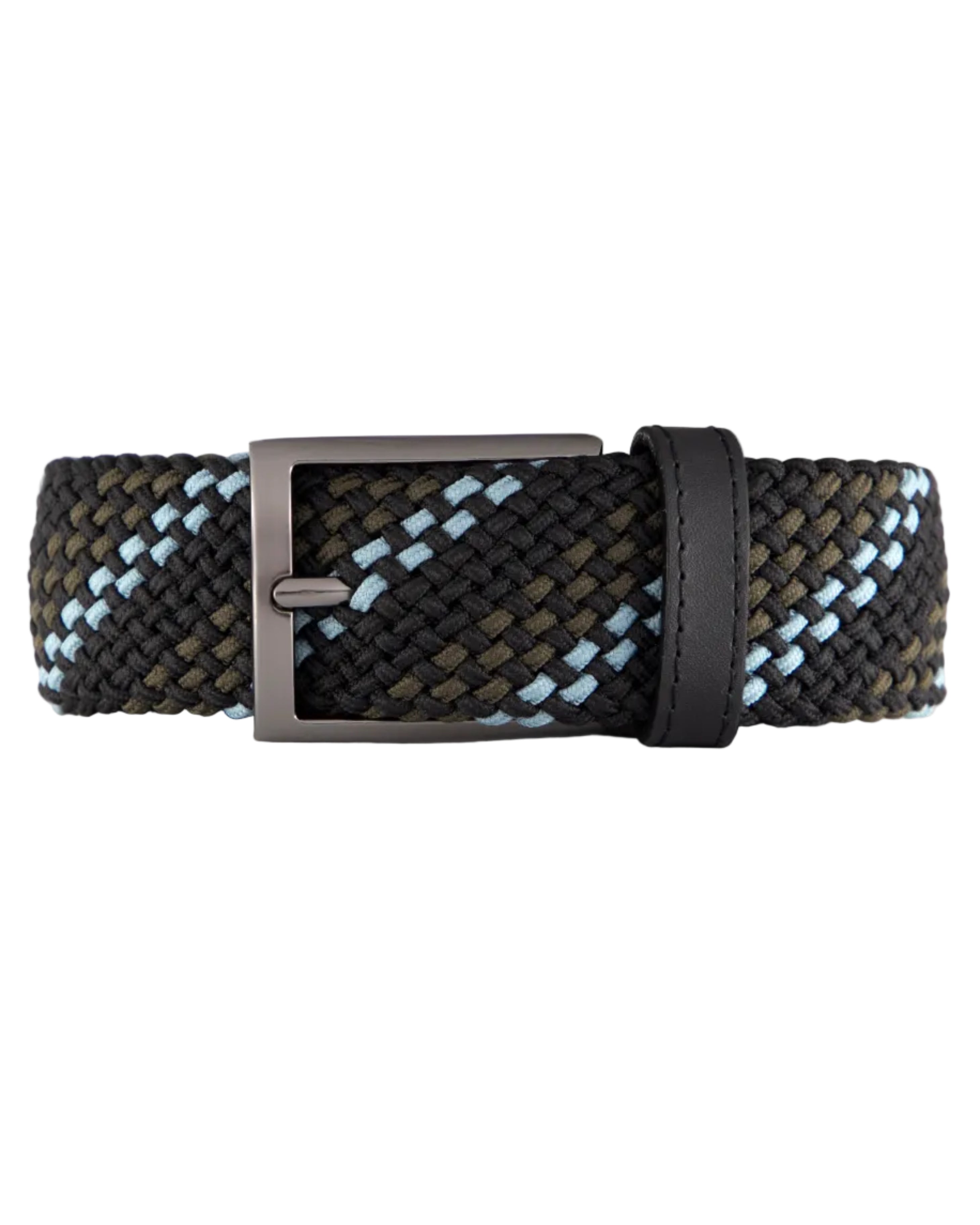 Cinturon trenzado verde, azul y cafe para hombre ideal para regalo, la oficina o un dia casual