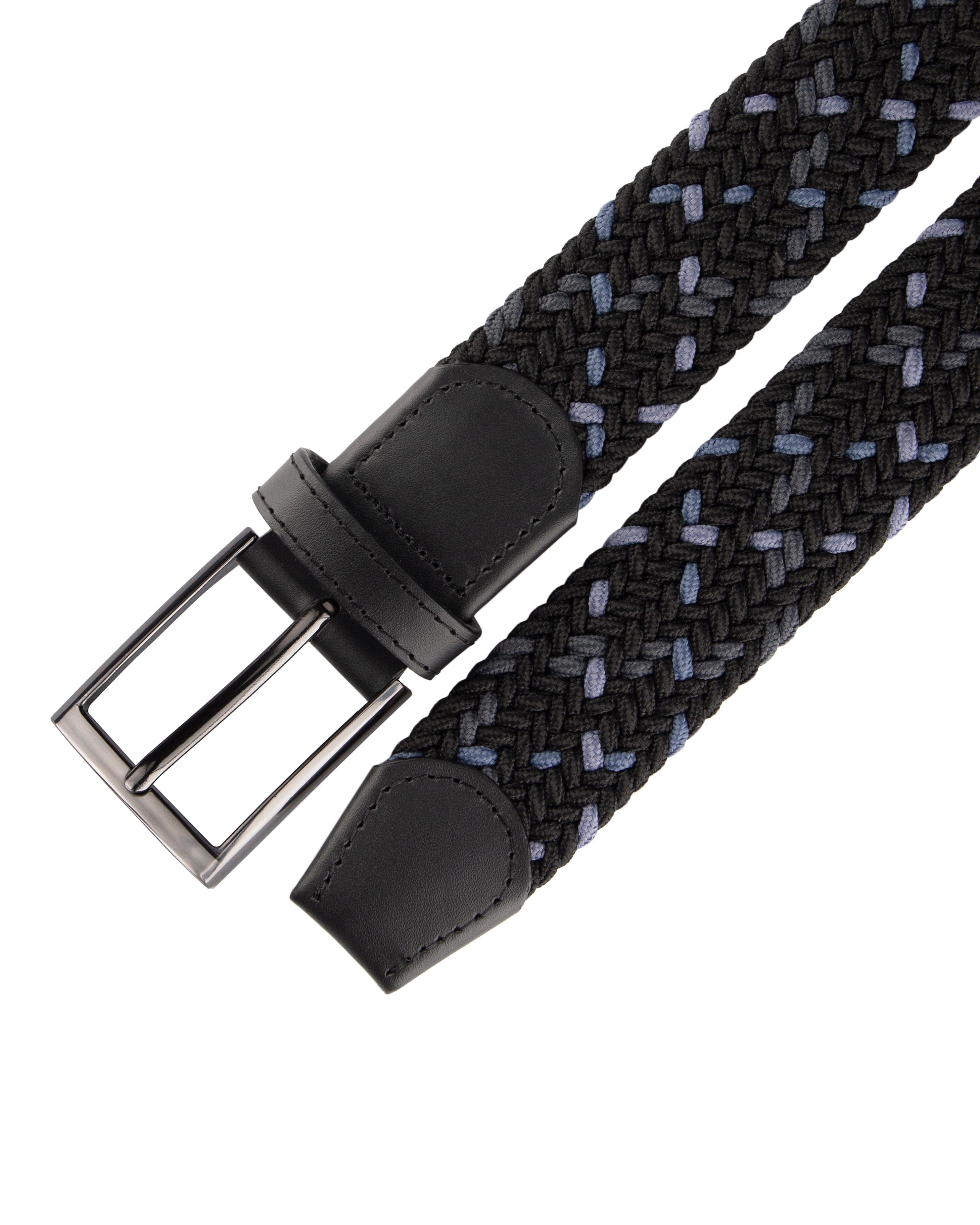 Cinturon trenzado negro y azul para hombre ideal para regalo, la oficina o un dia casual