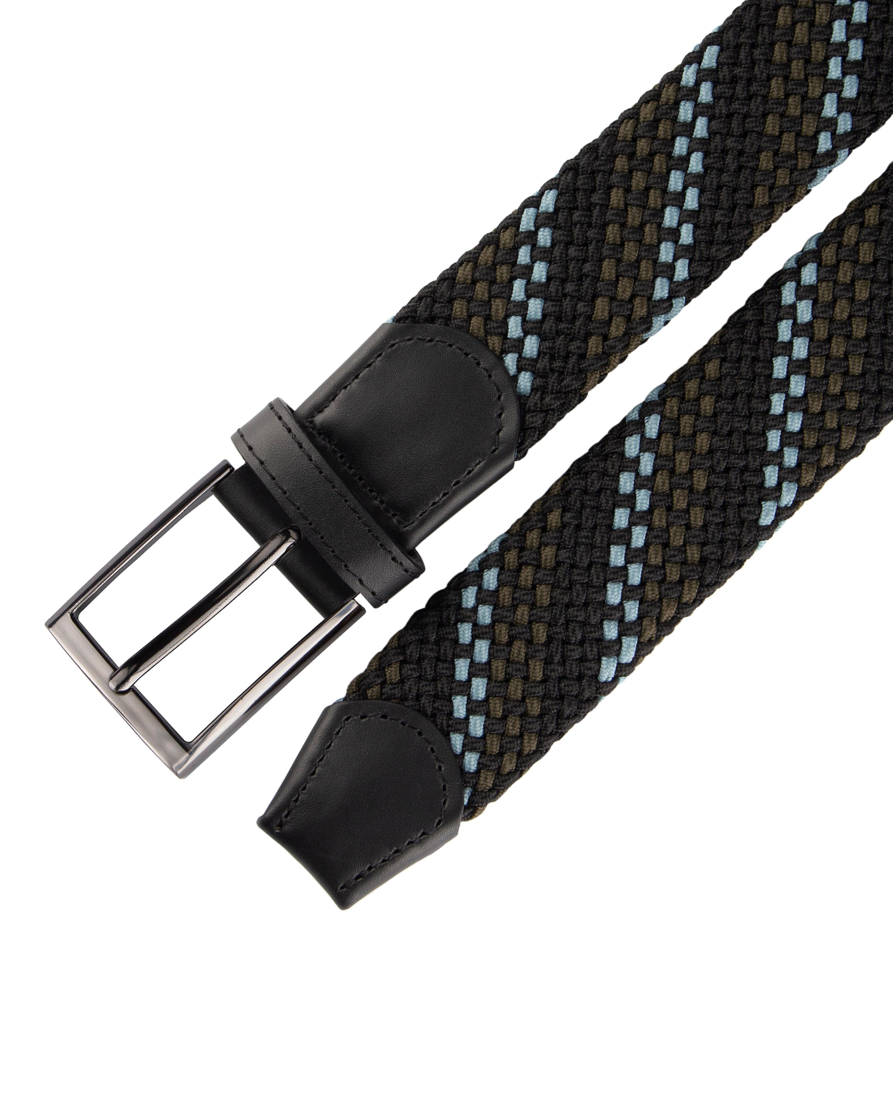 Cinturon trenzado verde, azul y cafe para hombre ideal para regalo, la oficina o un dia casual