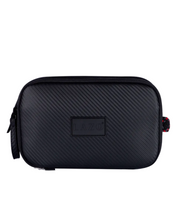 Neceser color carbono con interior rojo para hombre ideal para regalo, viajes o el dia a dia