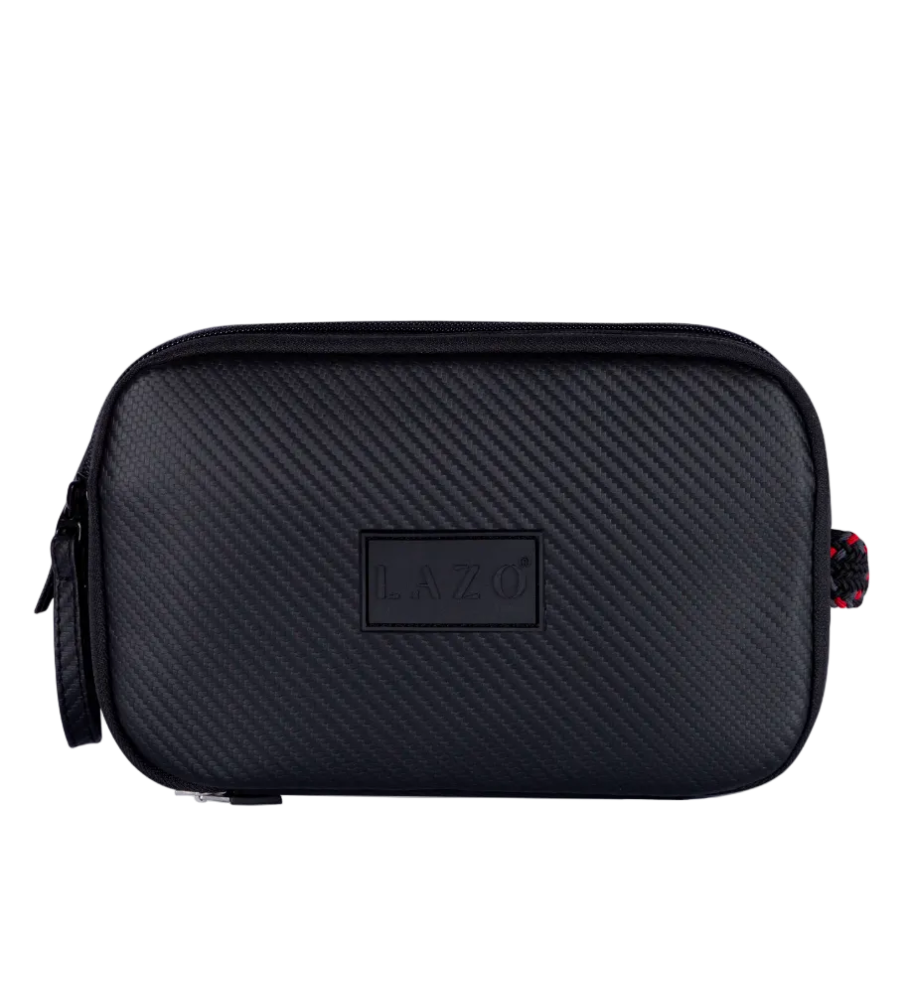 Neceser color carbono con interior rojo para hombre ideal para regalo, viajes o el dia a dia