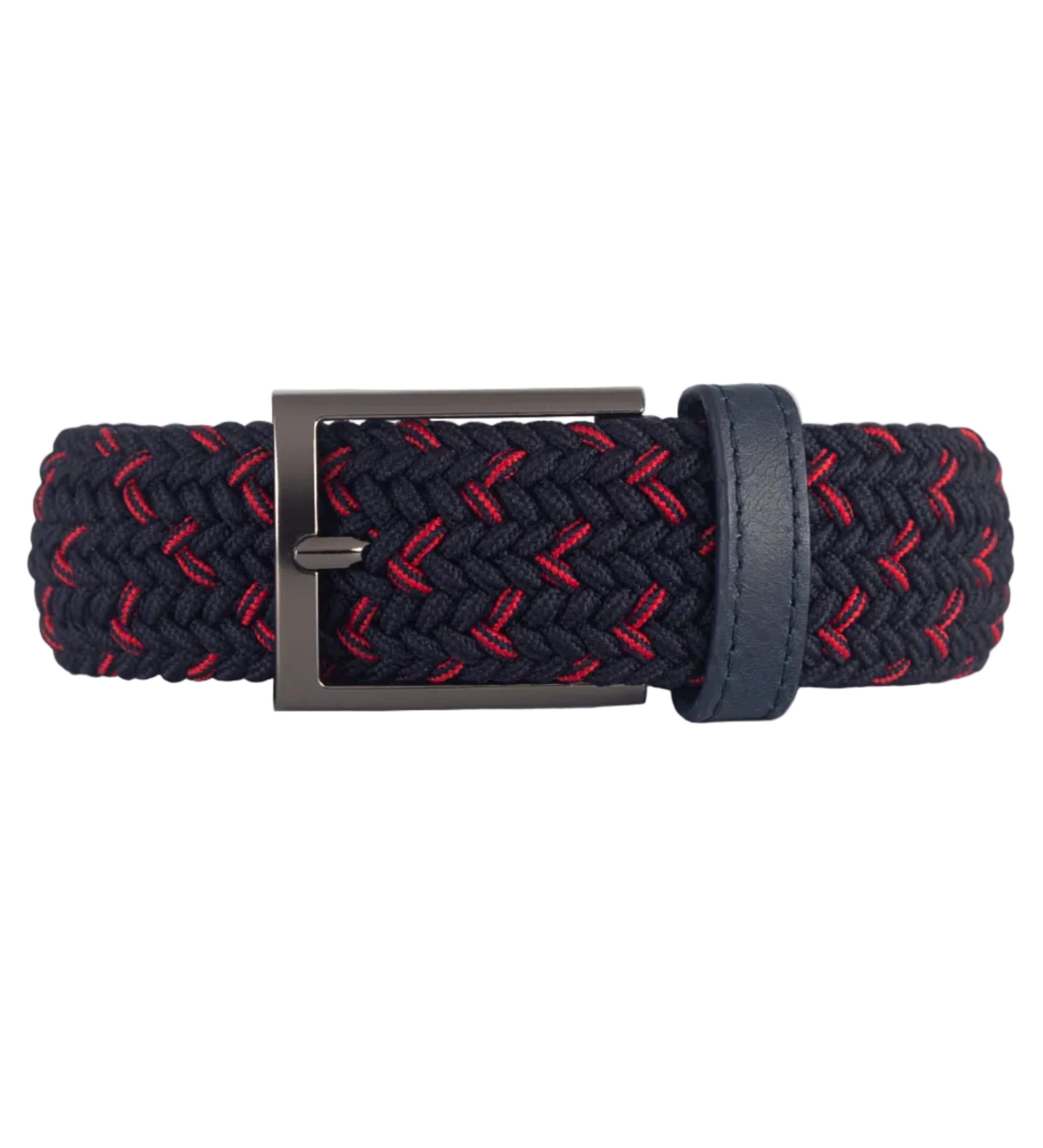 Cinturon trenzado negro y rojo para hombre ideal para regalo, la oficina o un dia casual