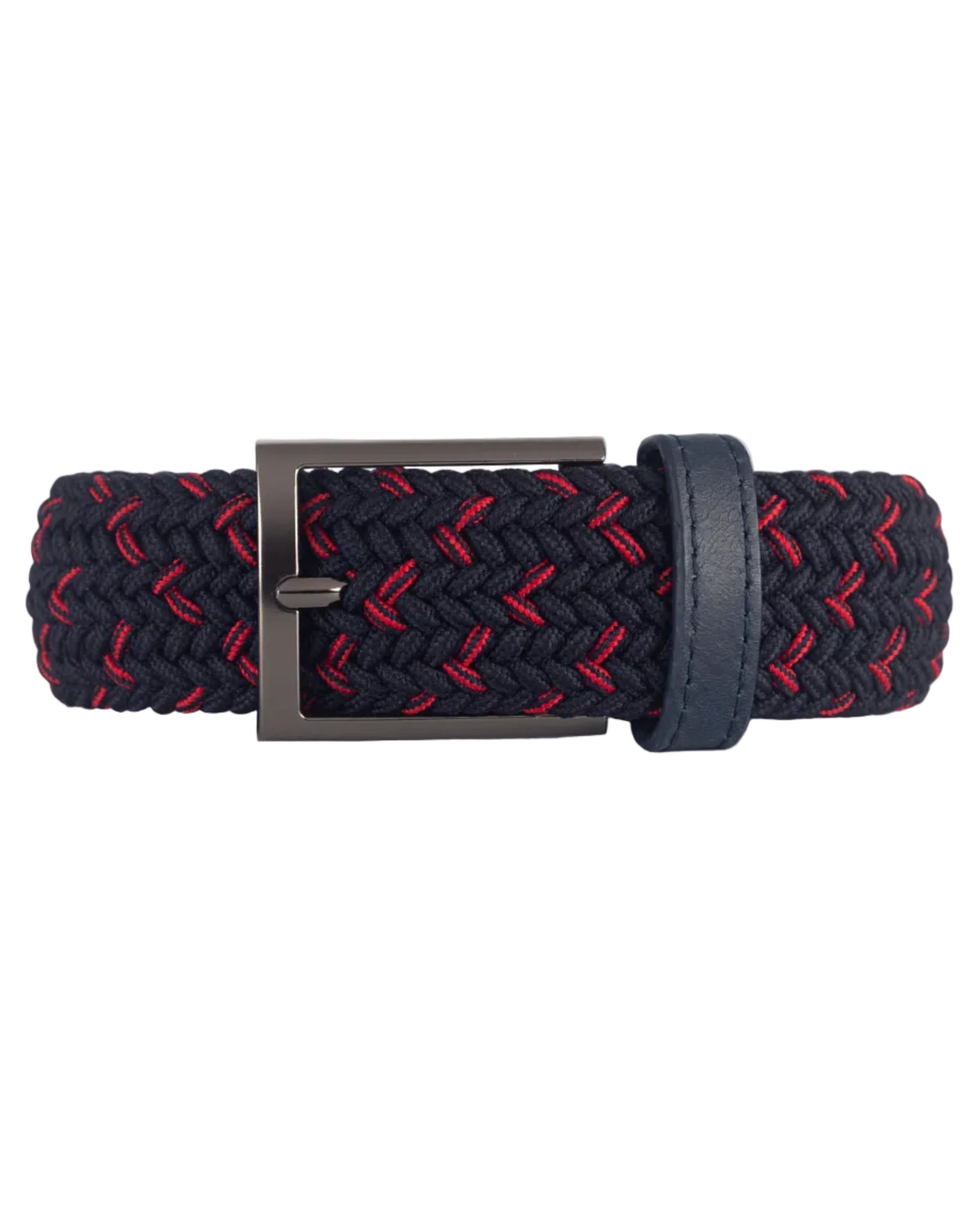 Cinturon trenzado negro y rojo para hombre ideal para regalo, la oficina o un dia casual