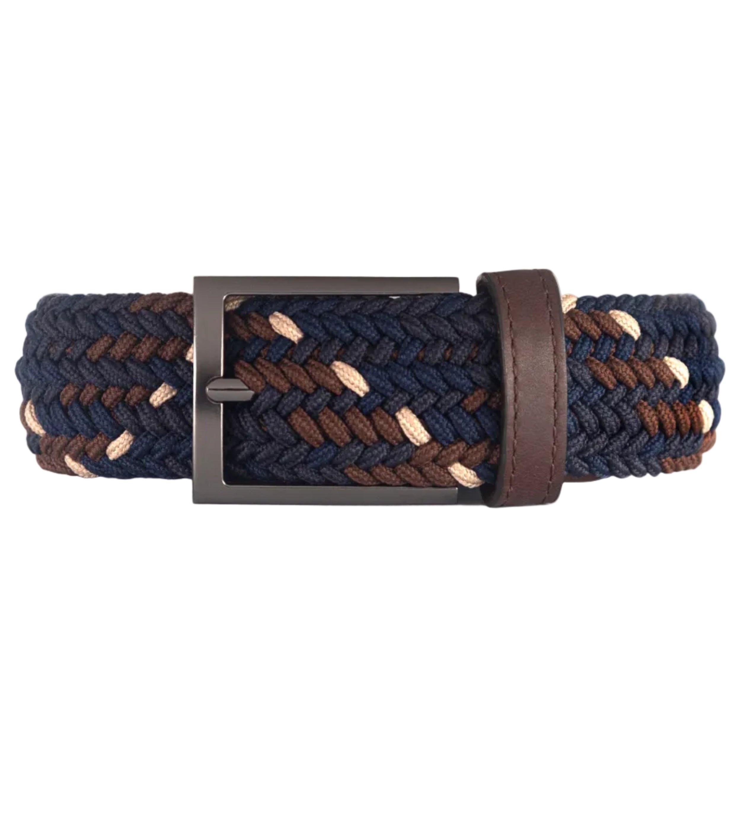 Cinturon trenzado azul y cafe para hombre ideal para regalo, la oficina o un dia casual