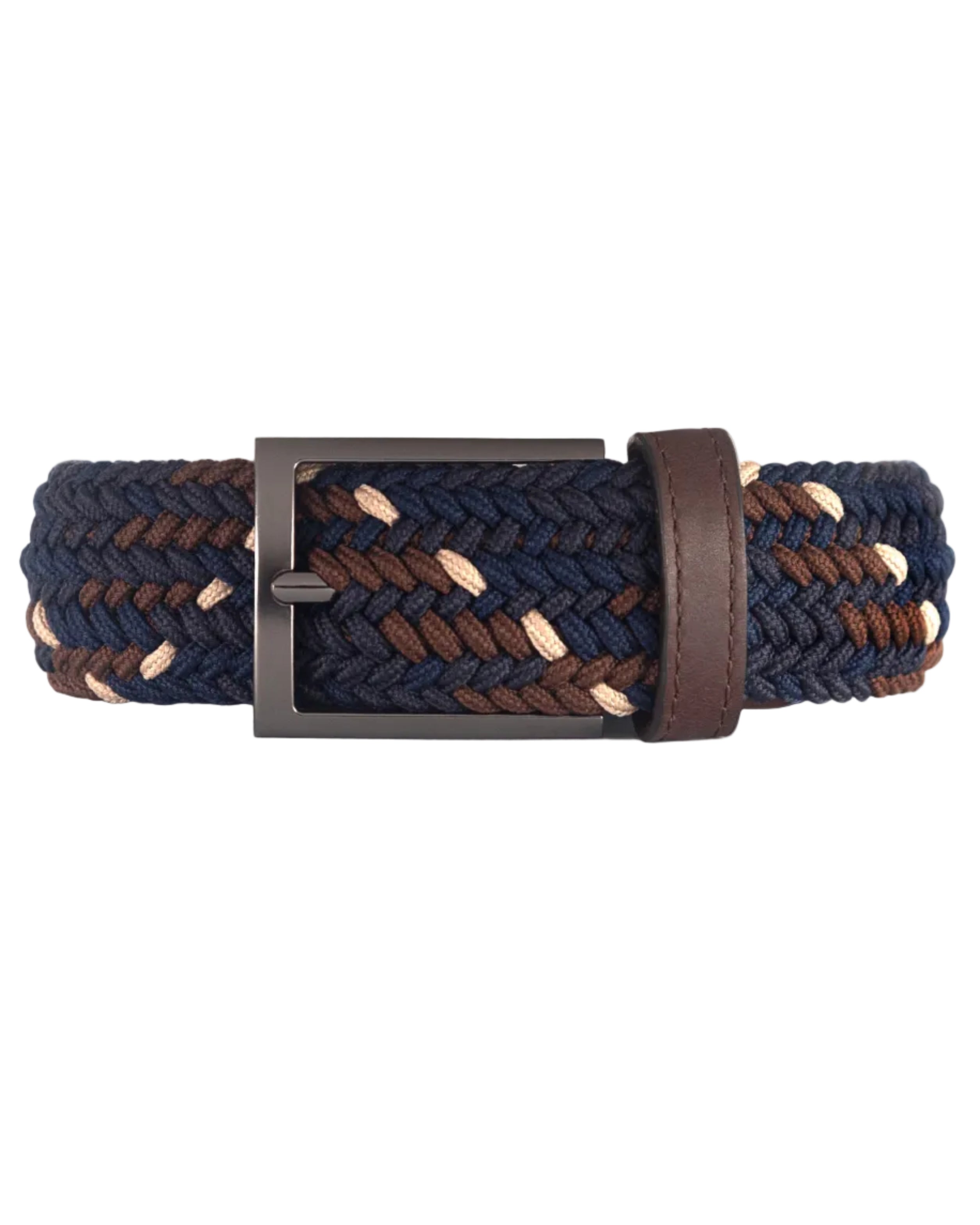 Cinturon trenzado azul y cafe para hombre ideal para regalo, la oficina o un dia casual