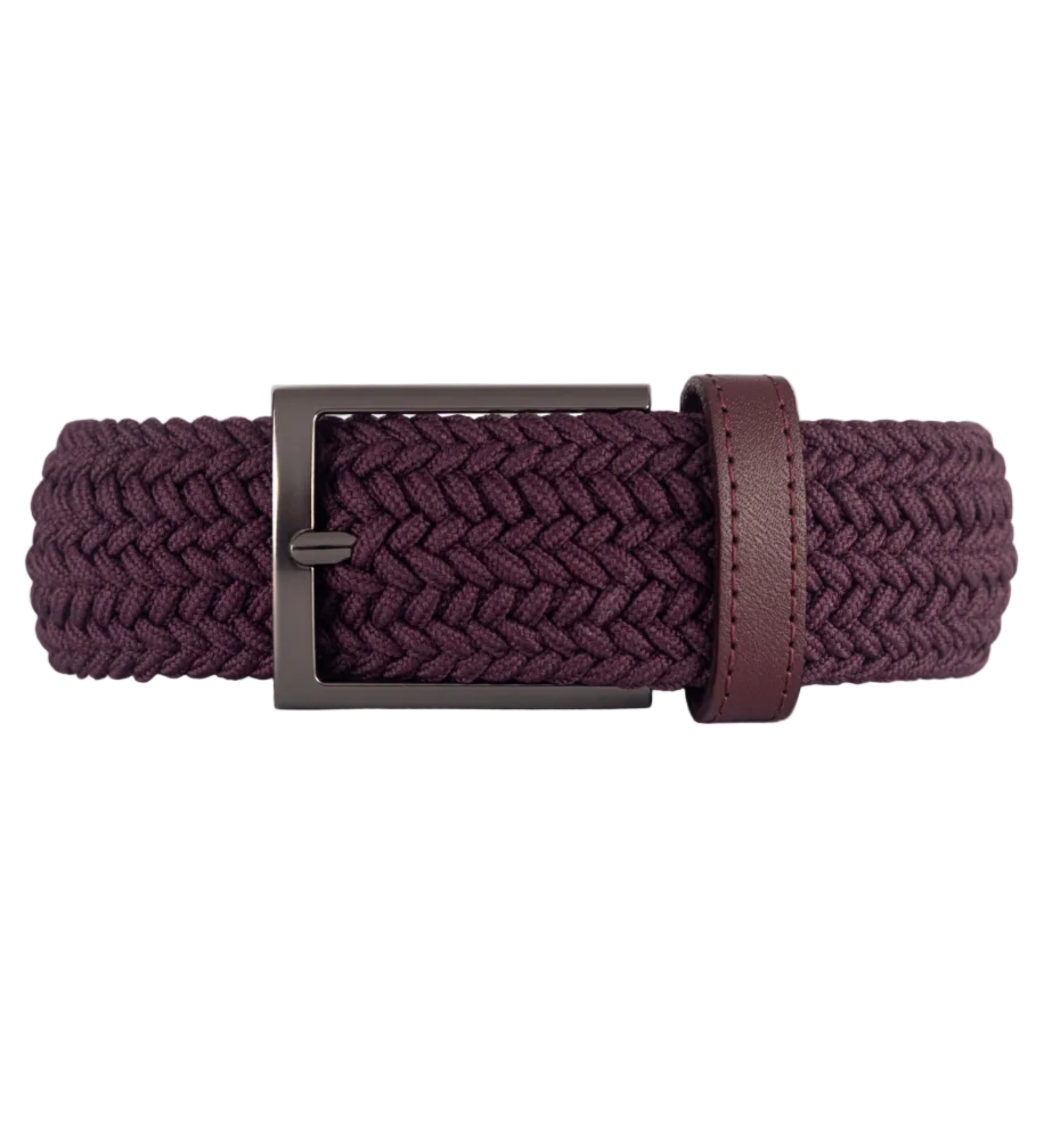 Cinturon trenzado vinotinto para hombre ideal para regalo, la oficina o un dia casual