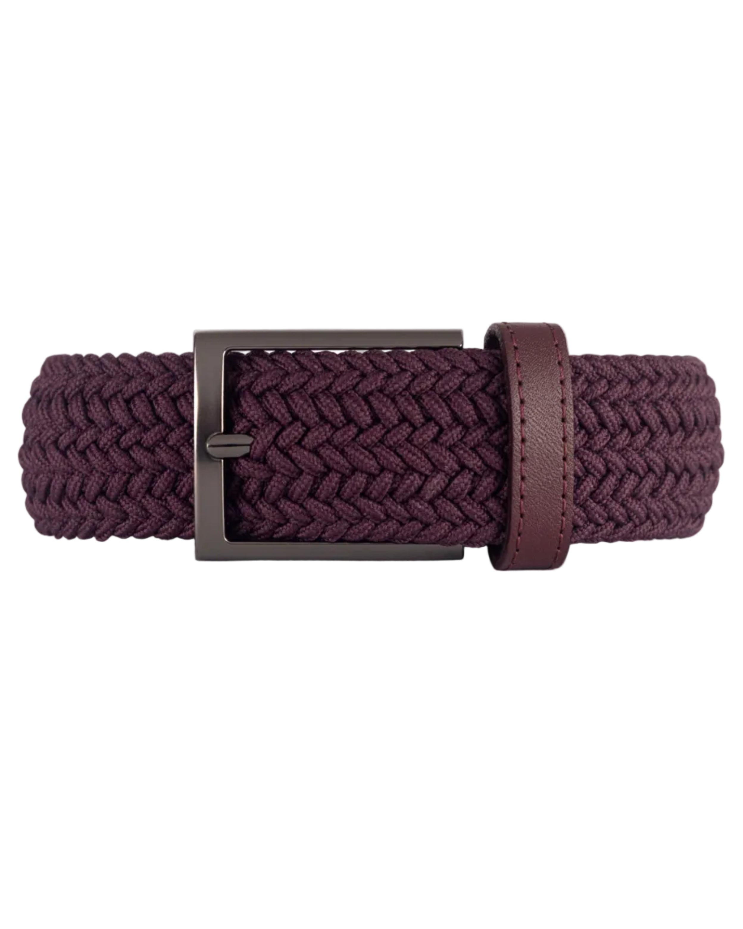 Cinturon trenzado vinotinto para hombre ideal para regalo, la oficina o un dia casual