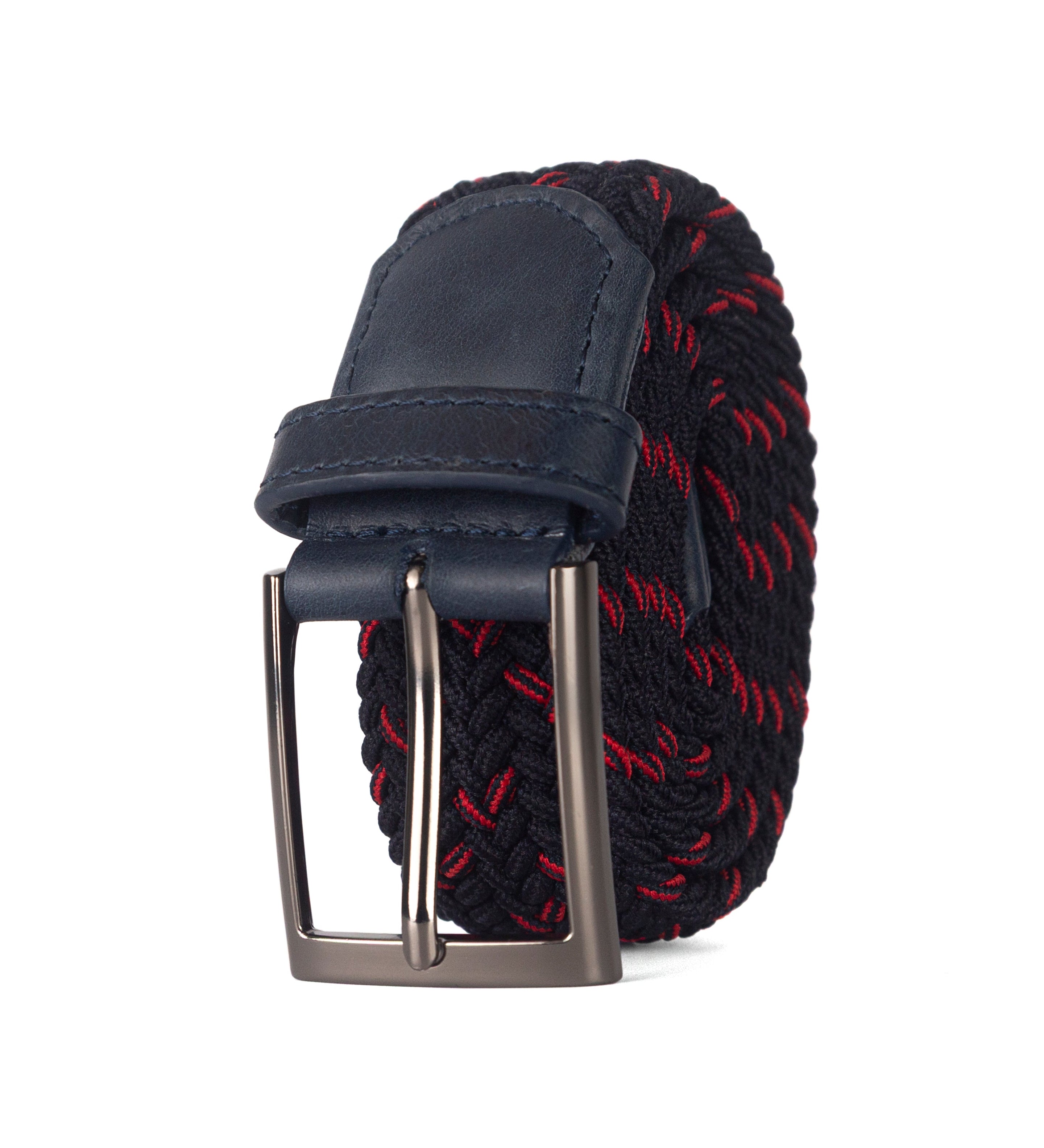 Cinturon trenzado negro y rojo para hombre ideal para regalo, la oficina o un dia casual