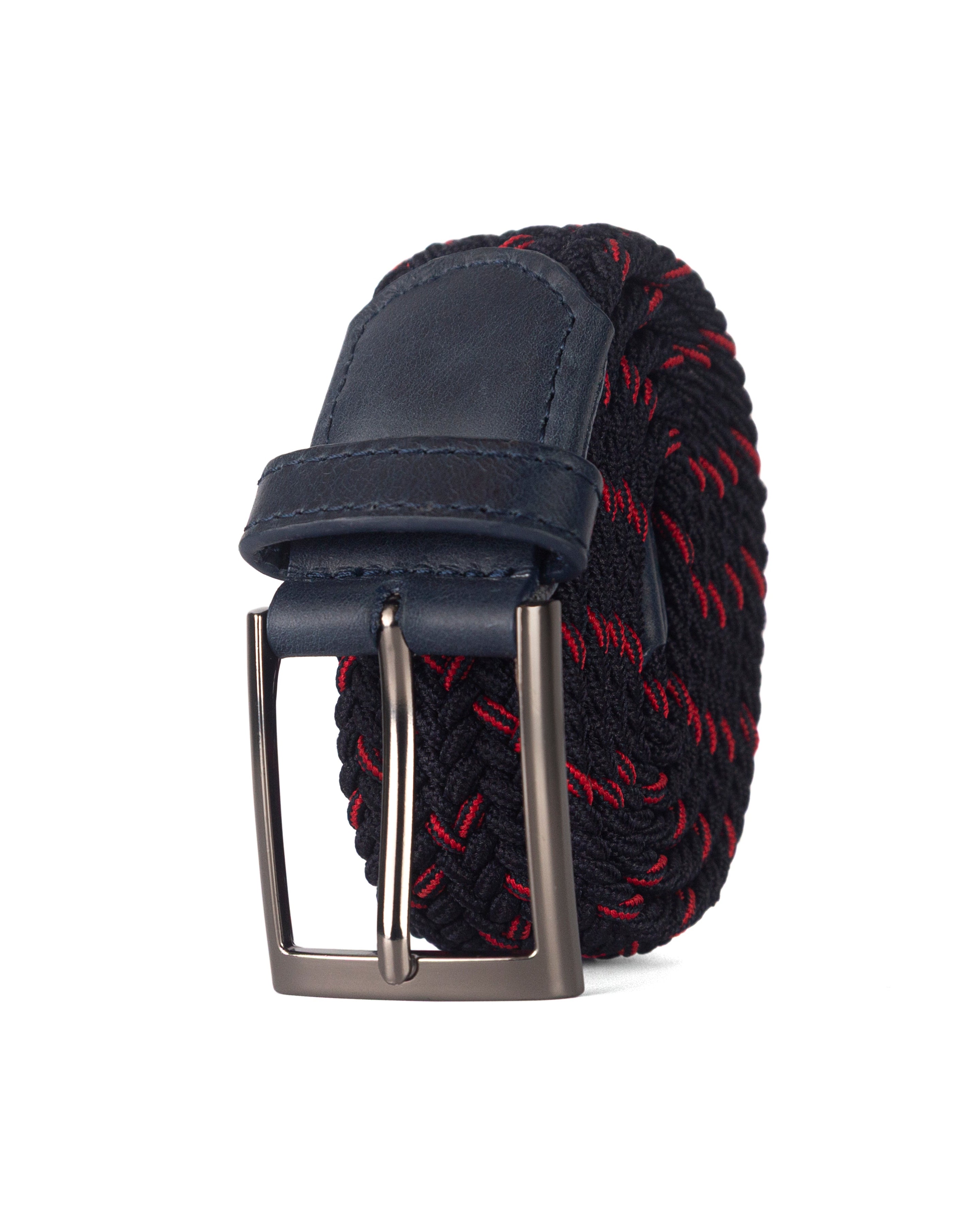 Cinturon trenzado negro y rojo para hombre ideal para regalo, la oficina o un dia casual