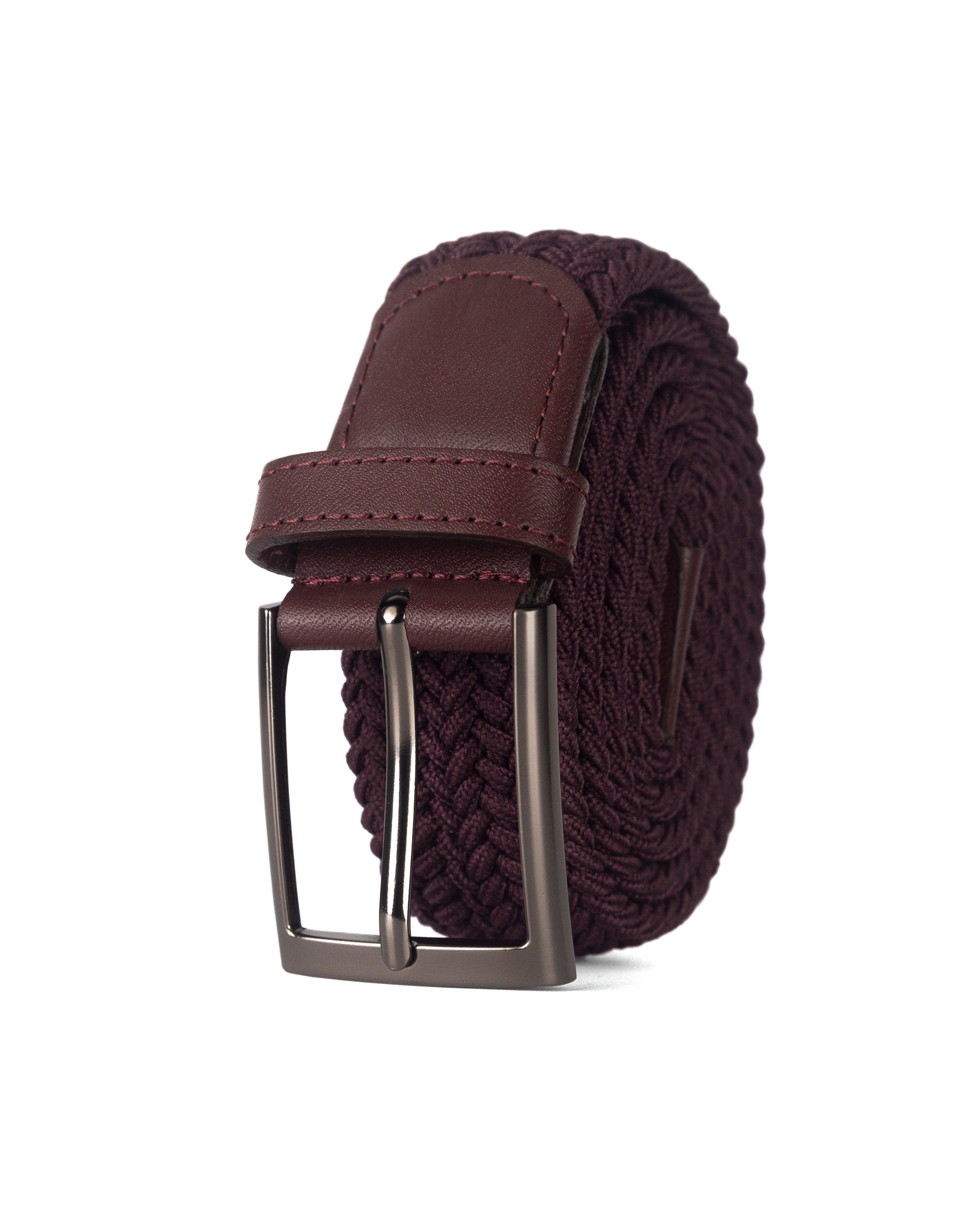 Cinturon trenzado vinotinto para hombre ideal para regalo, la oficina o un dia casual