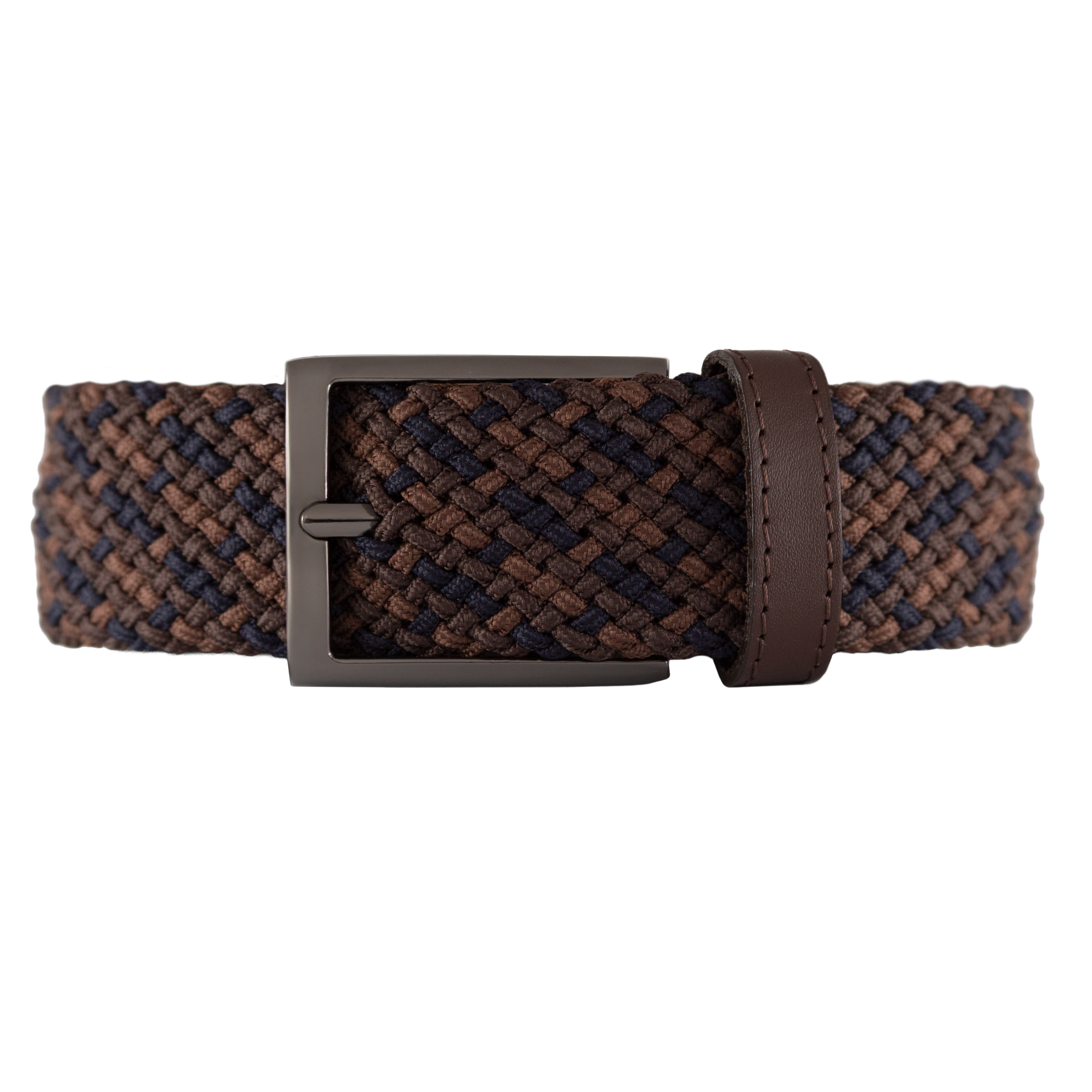 Cinturon trenzado para hombre cafe y negro 