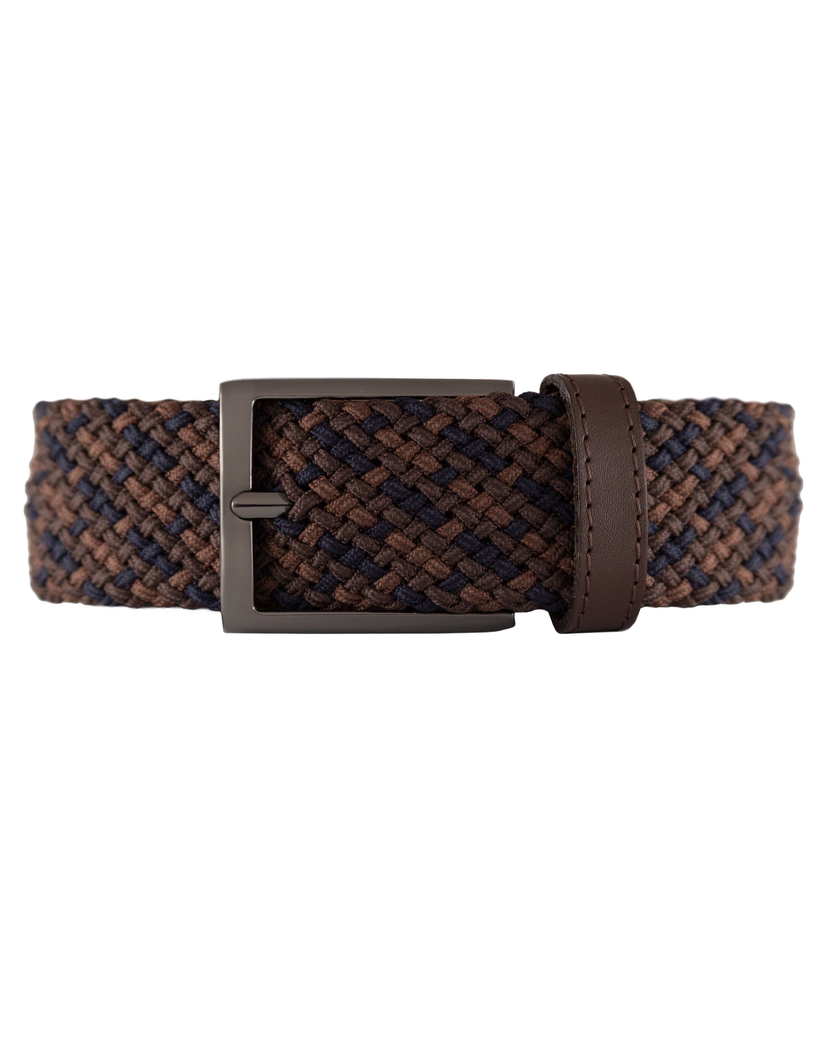 Cinturon trenzado para hombre cafe y negro 