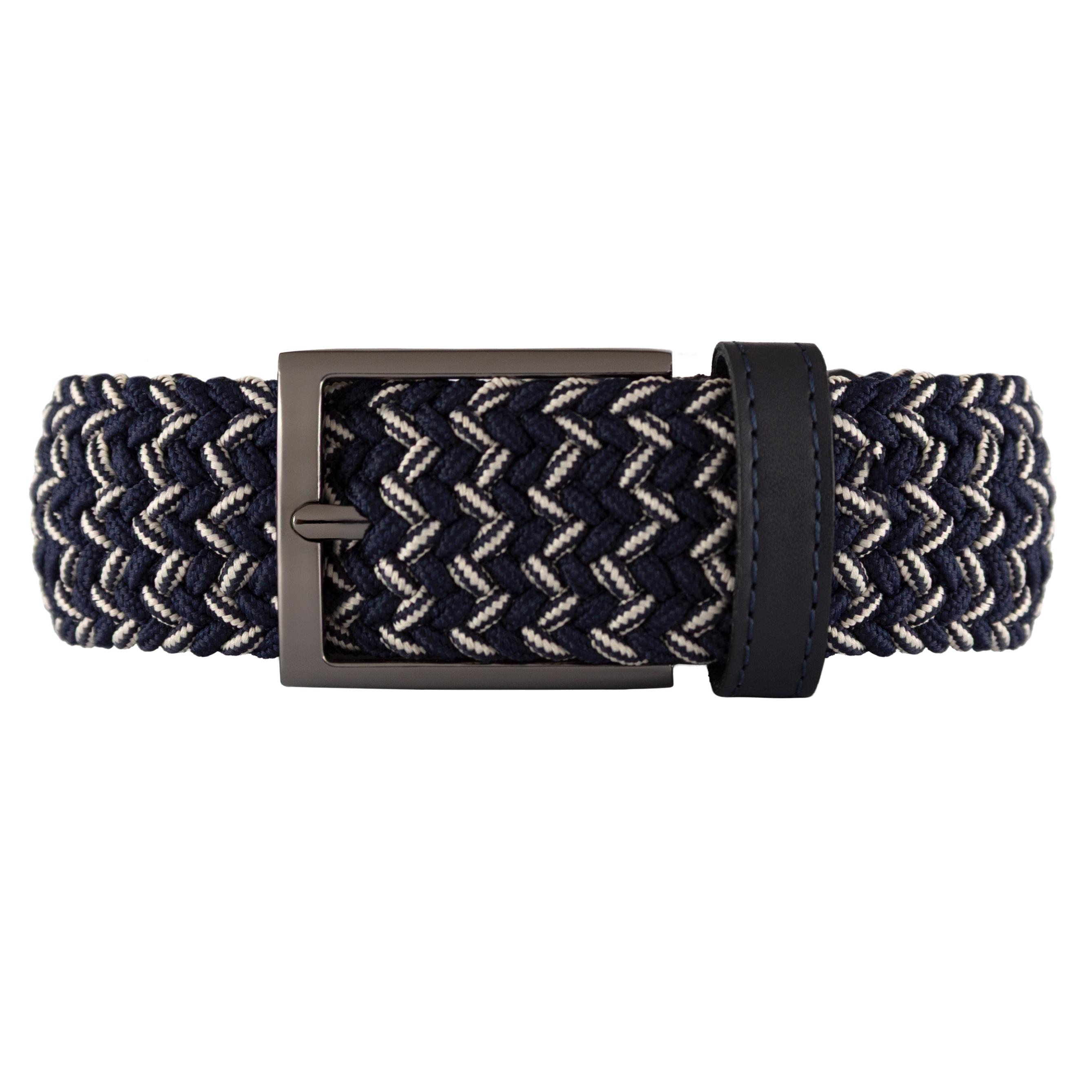 Cinturon trenzado azul y blanco para hombre 