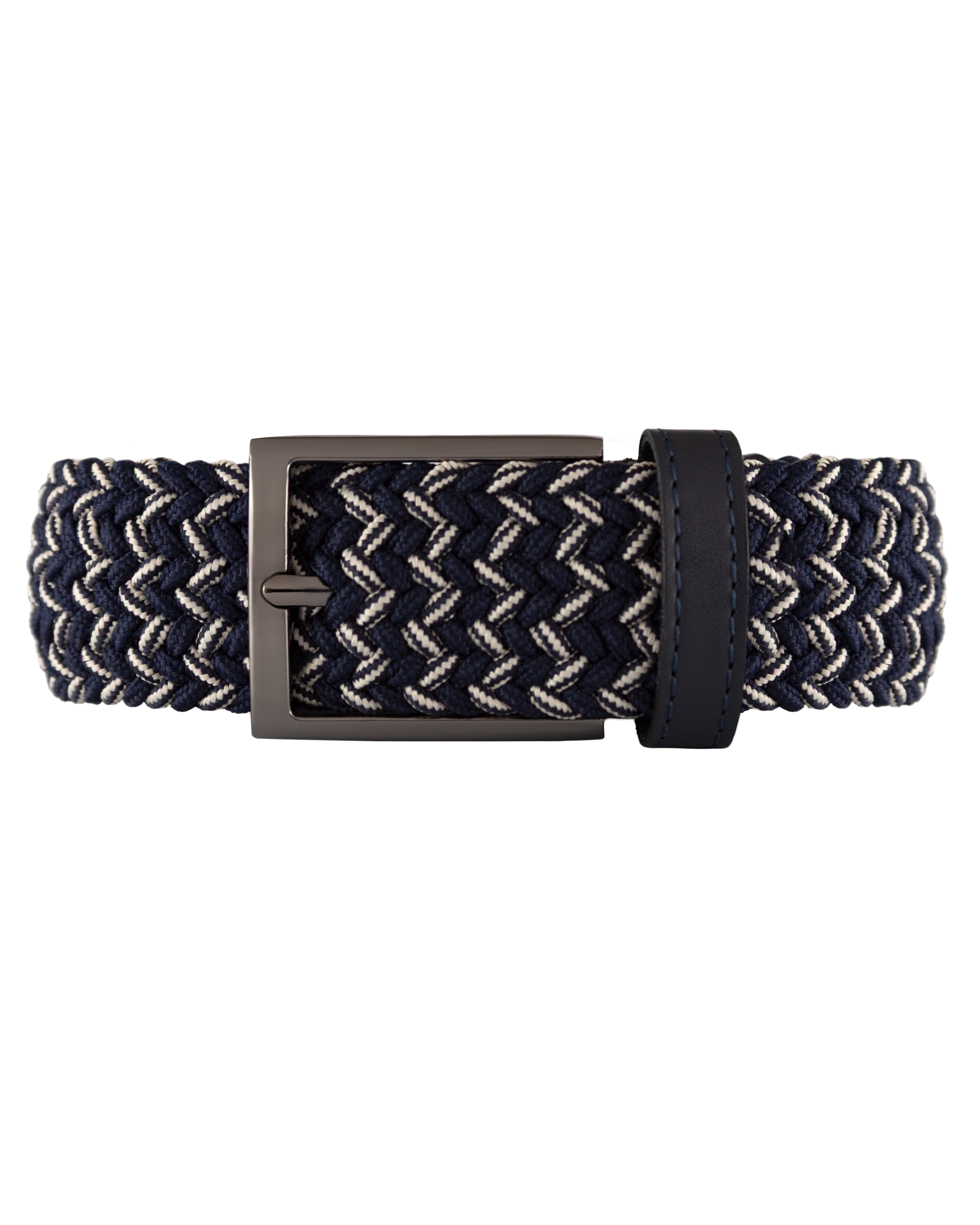 Cinturon trenzado azul y blanco para hombre 