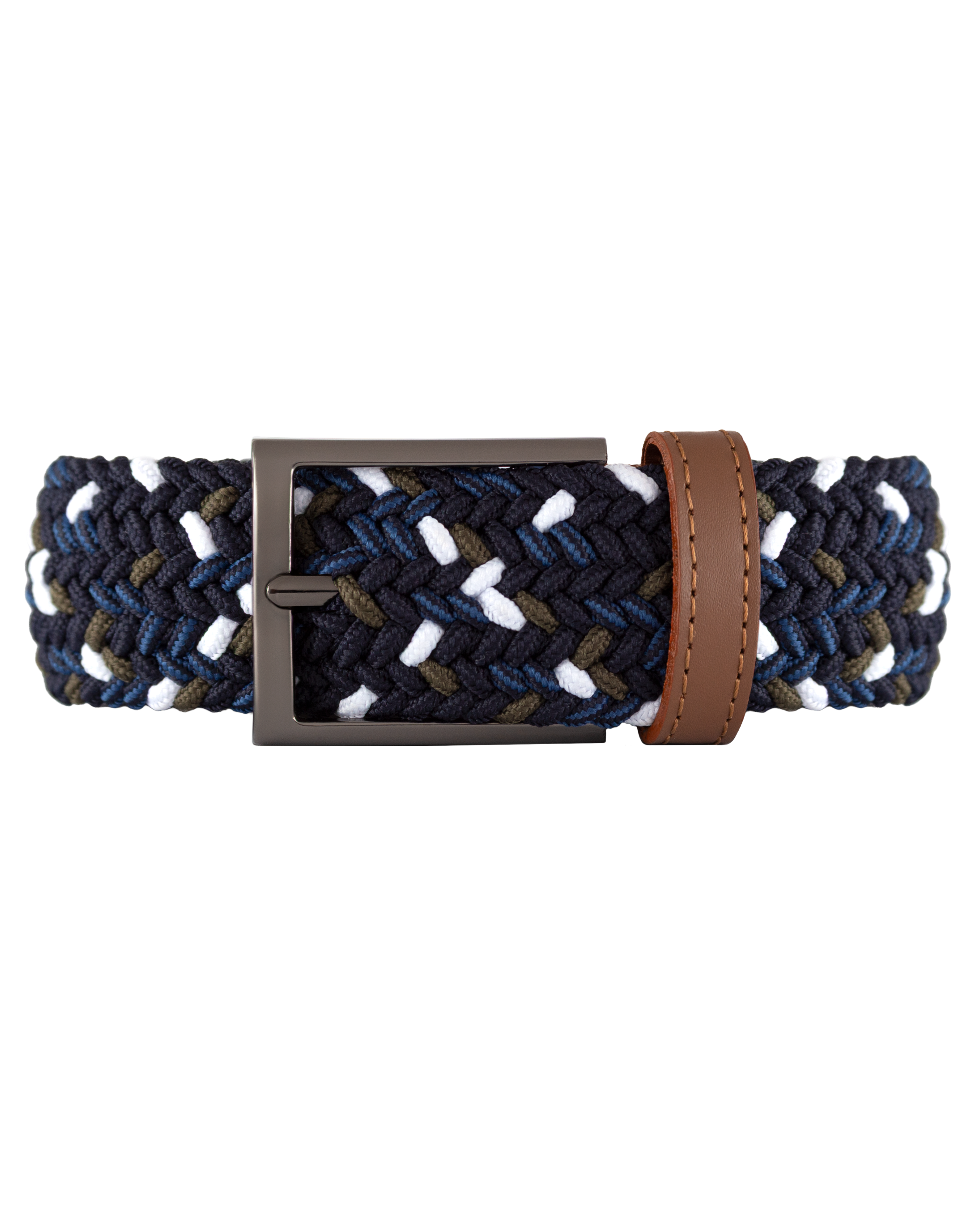Cinturon trenzado para hombre negro, azul, blanco y verde ideal para regalo, la oficina o una salida casual