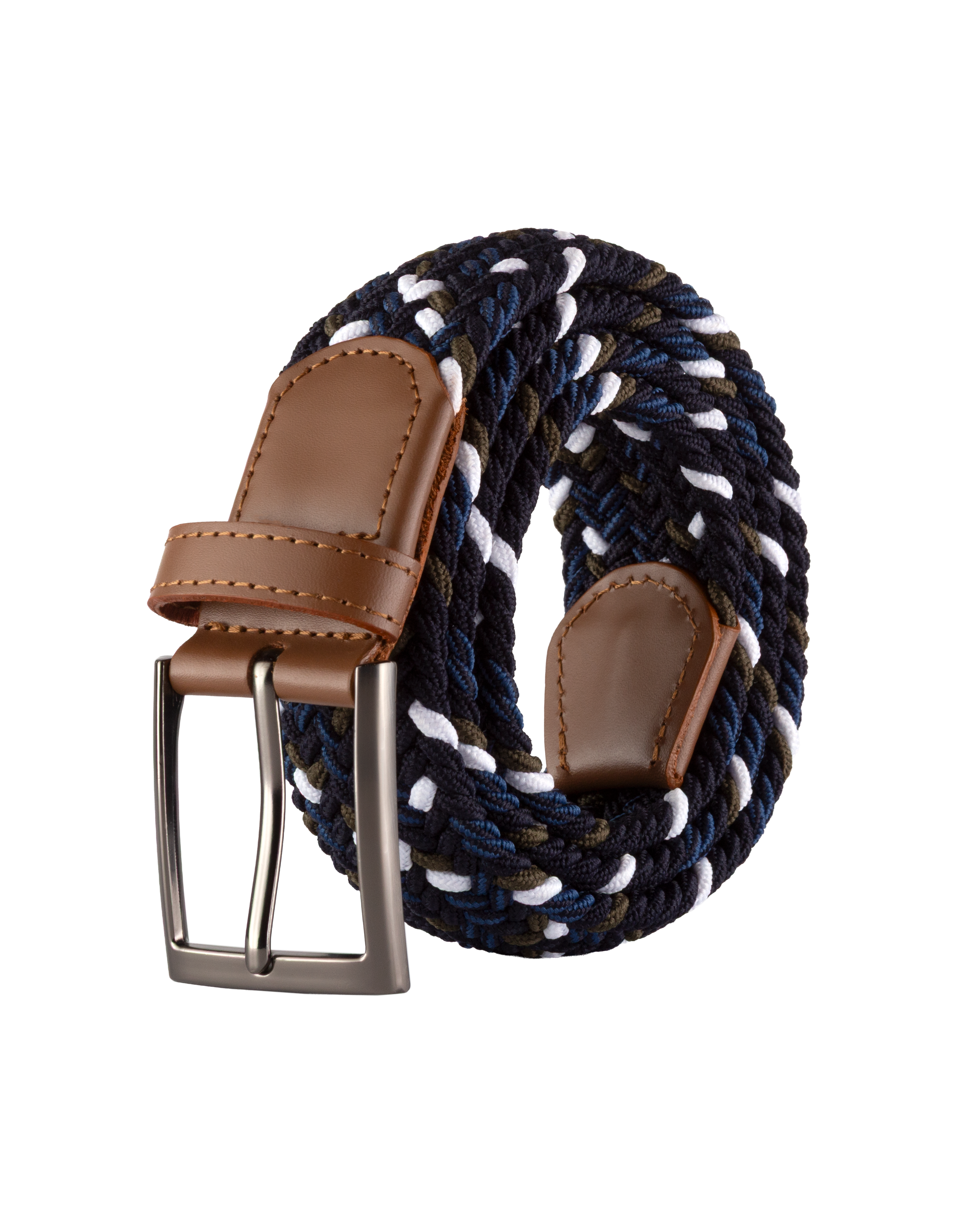 Cinturon trenzado para hombre negro, azul, blanco y verde ideal para regalo, la oficina o una salida casual