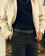 Cinturon trenzado doblefaz azul, beige y verde para hombre ideal para regalo, la oficina o un dia casual